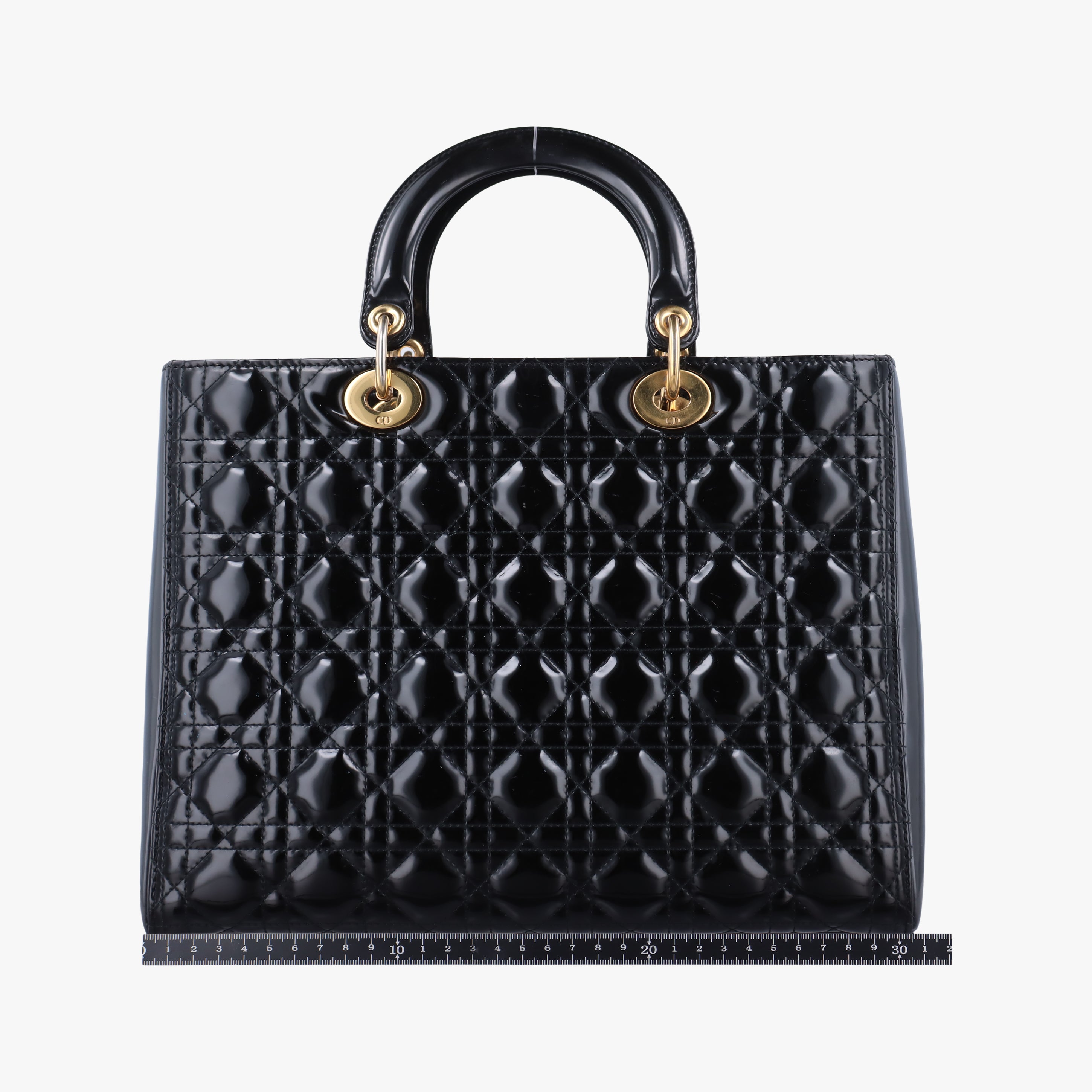 Pre-owned Christian Dior Lady Dior Black Patent  shoulderbag | stylenewstar