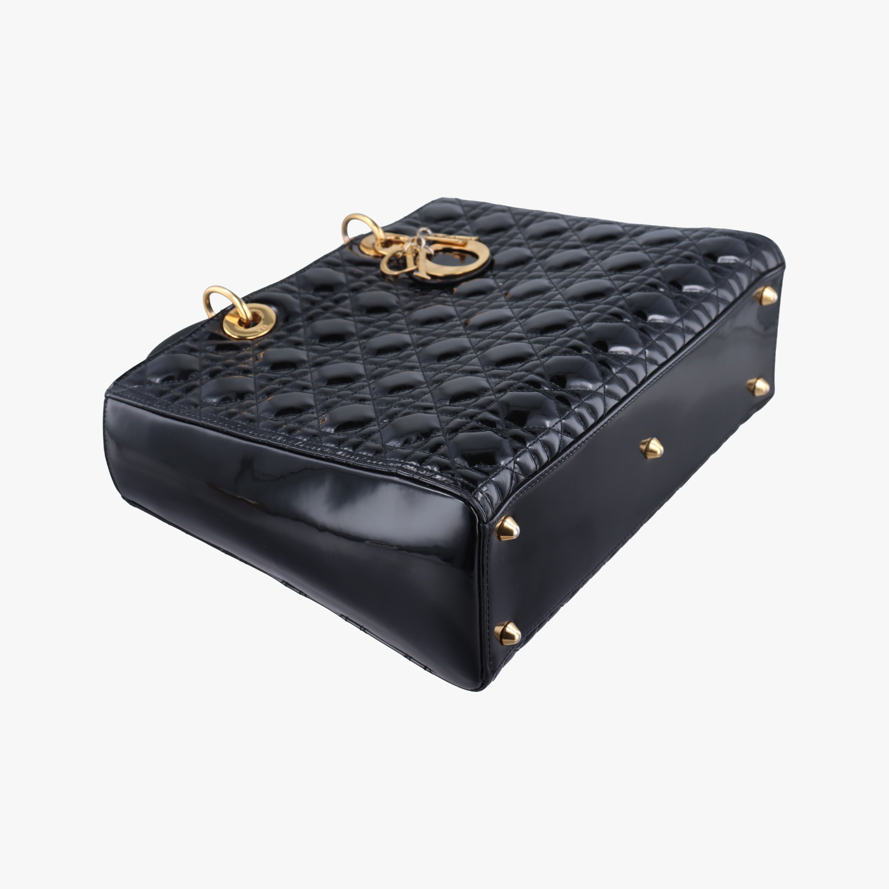 Pre-owned Christian Dior Lady Dior Black Patent  shoulderbag | stylenewstar