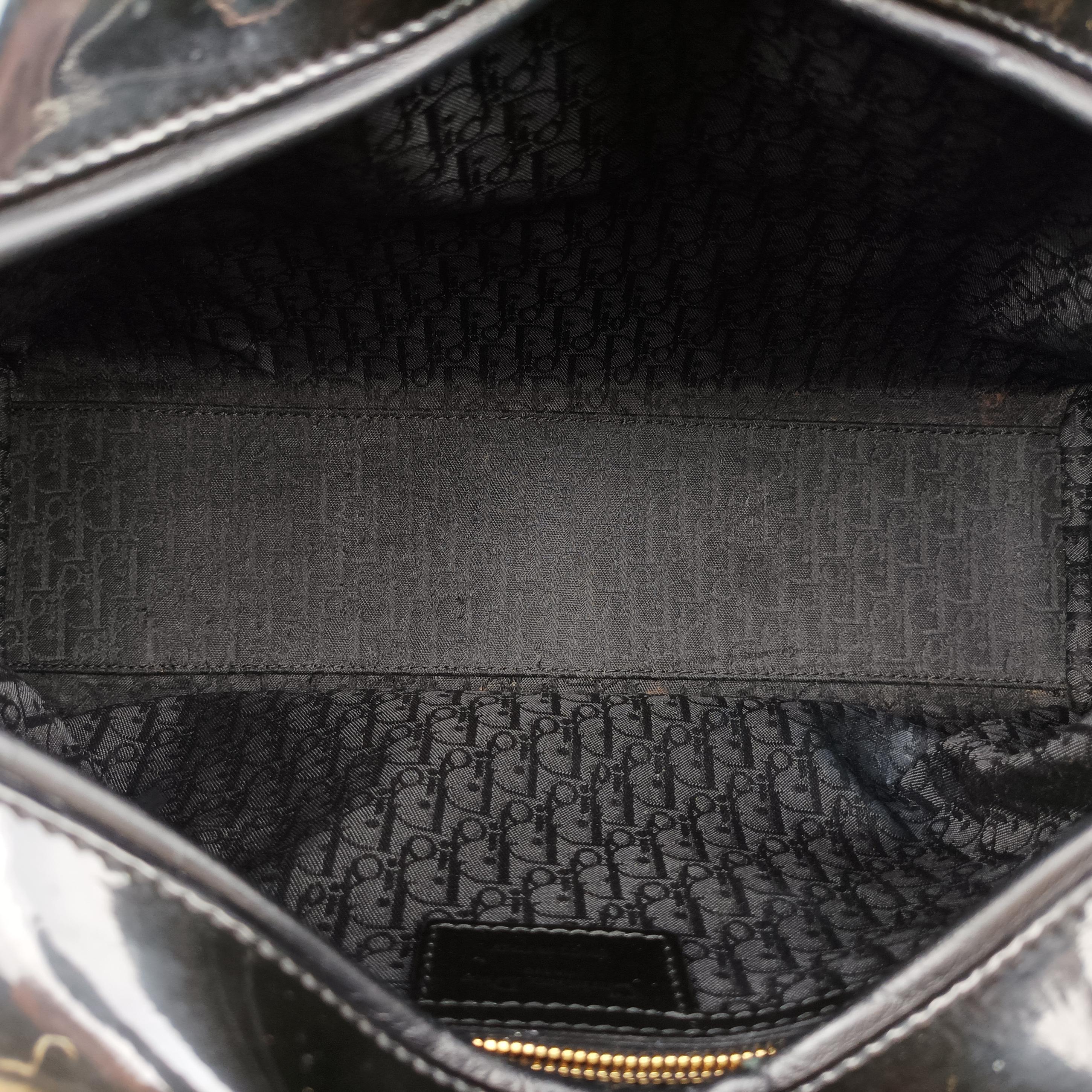 Pre-owned Christian Dior Lady Dior Black Patent  shoulderbag | stylenewstar