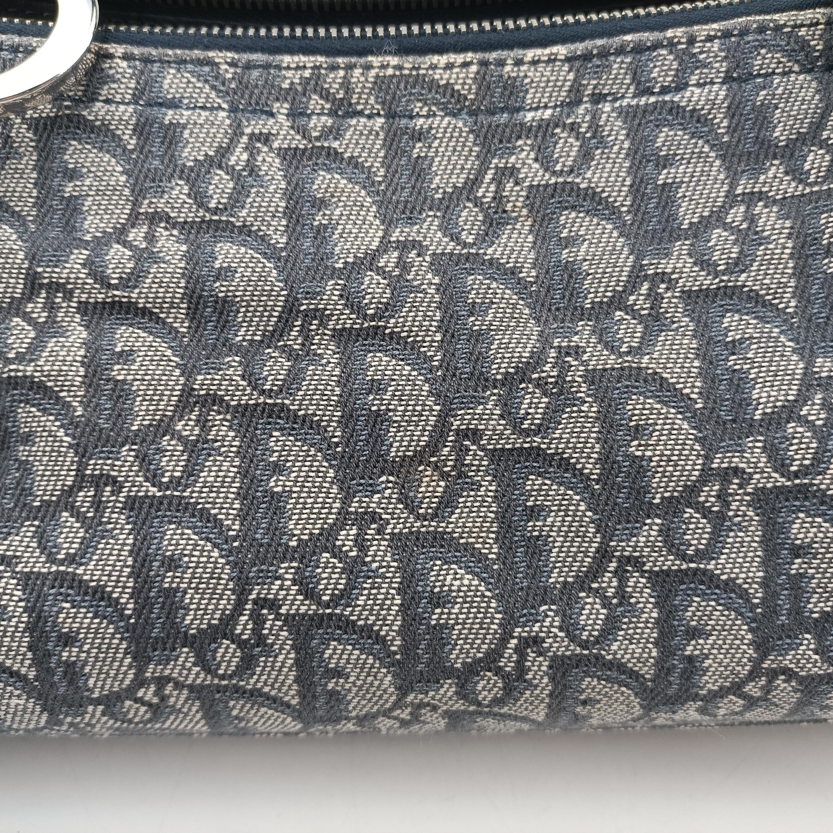 Pre-owned Christian Dior Trotter Mini Navy x Gray Jacquard  shoulderbag | stylenewstar