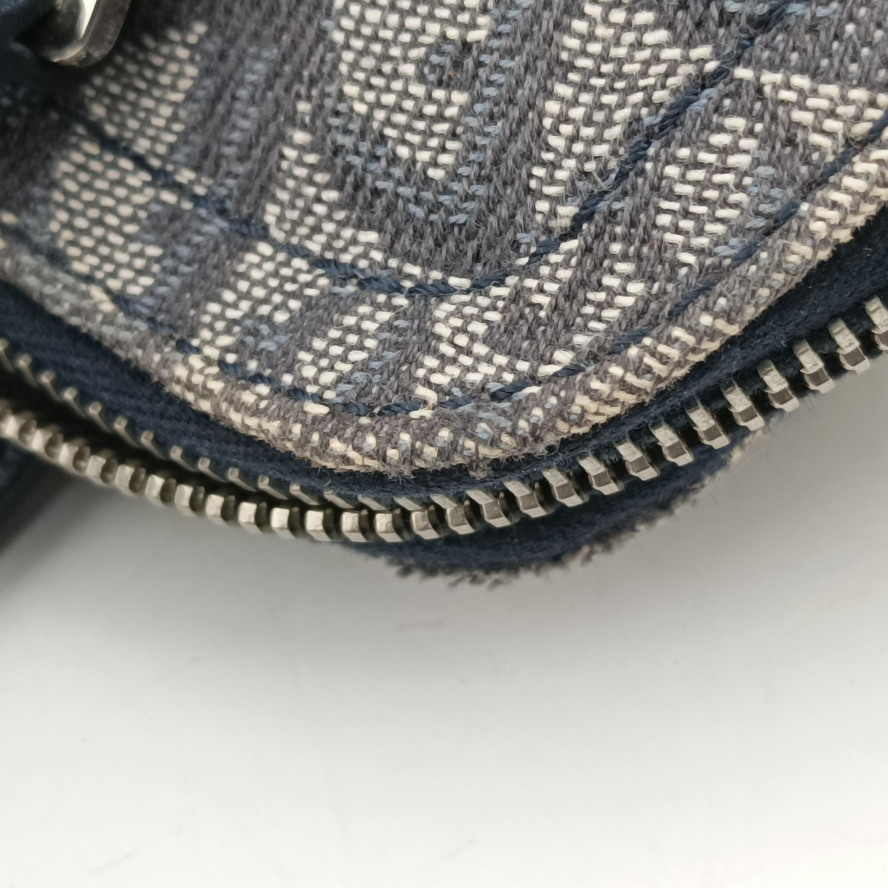 Pre-owned Christian Dior Trotter Mini Navy x Gray Jacquard  shoulderbag | stylenewstar