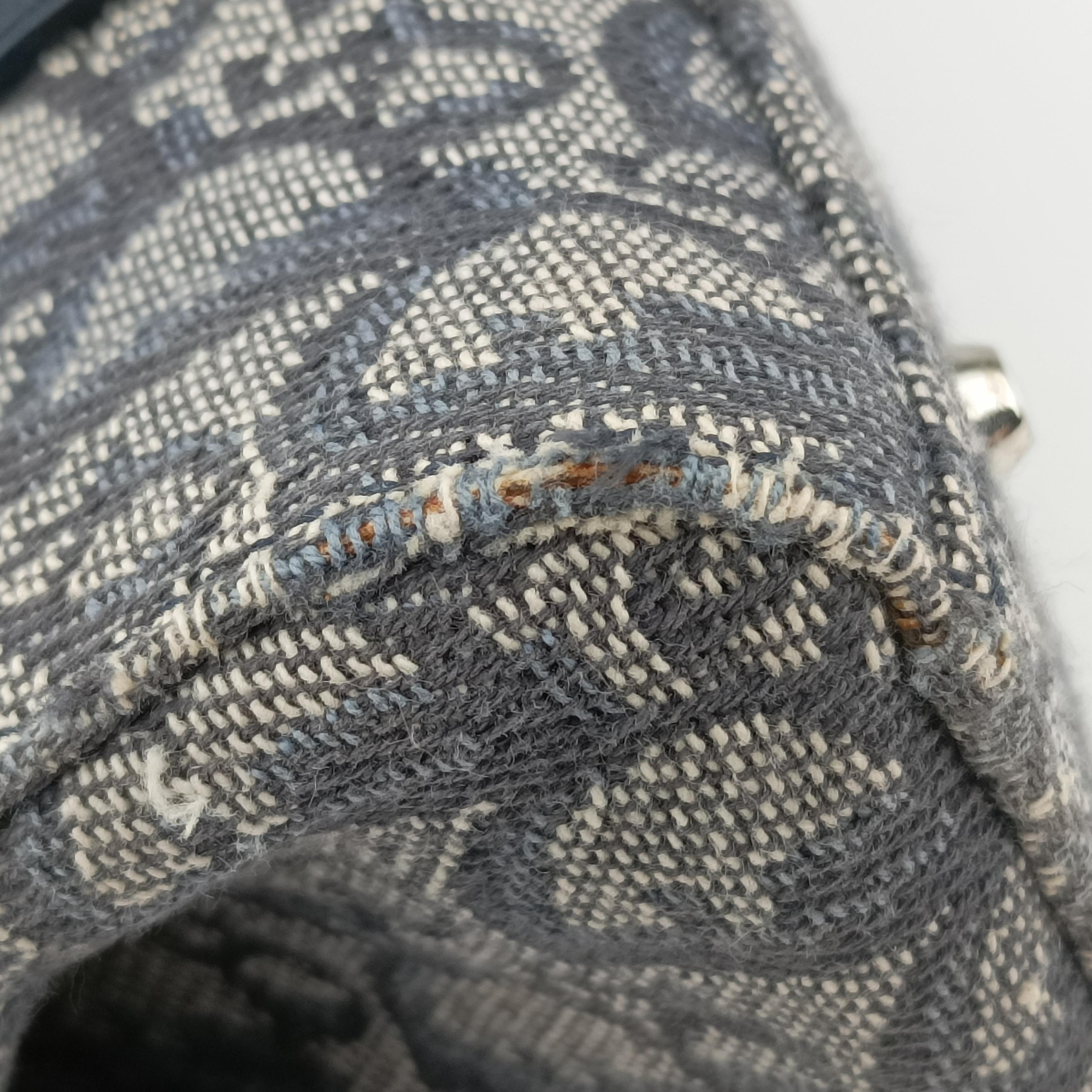 Pre-owned Christian Dior Trotter Mini Navy x Gray Jacquard  shoulderbag | stylenewstar