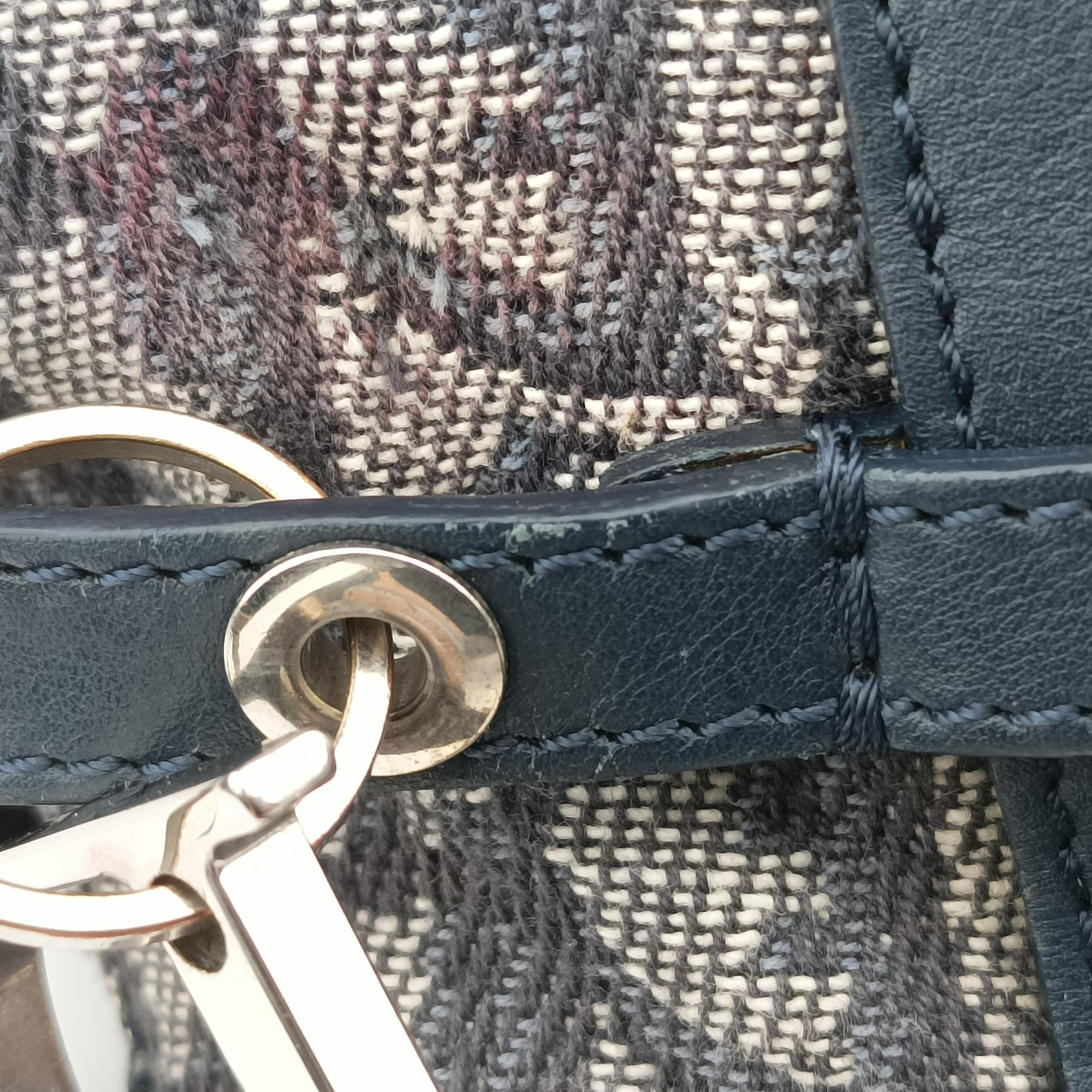 Pre-owned Christian Dior Trotter Mini Navy x Gray Jacquard  shoulderbag | stylenewstar