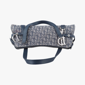 Pre-owned Christian Dior Trotter Mini Navy x Gray Jacquard  shoulderbag | stylenewstar