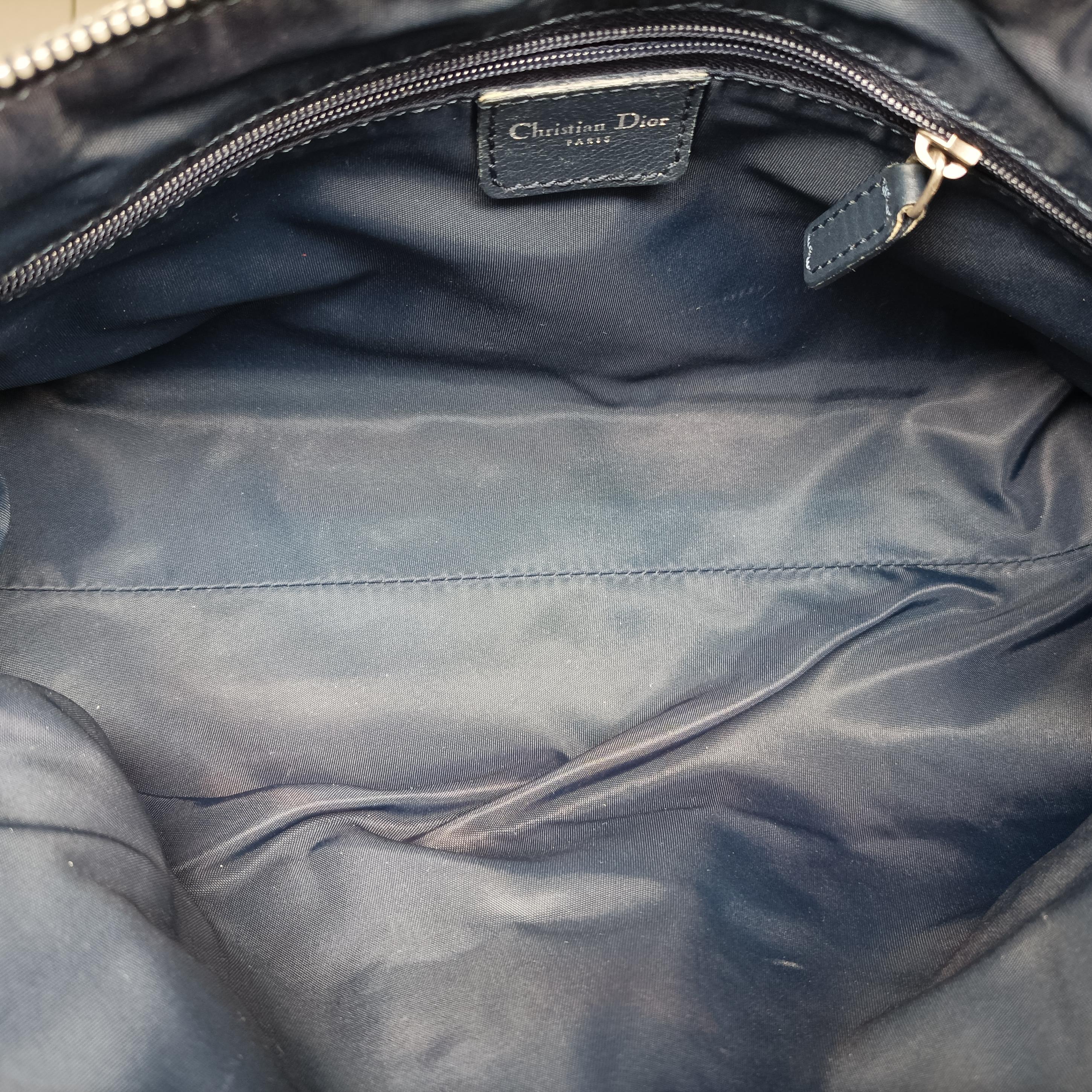 Pre-owned Christian Dior Trotter Mini Navy x Gray Jacquard  shoulderbag | stylenewstar