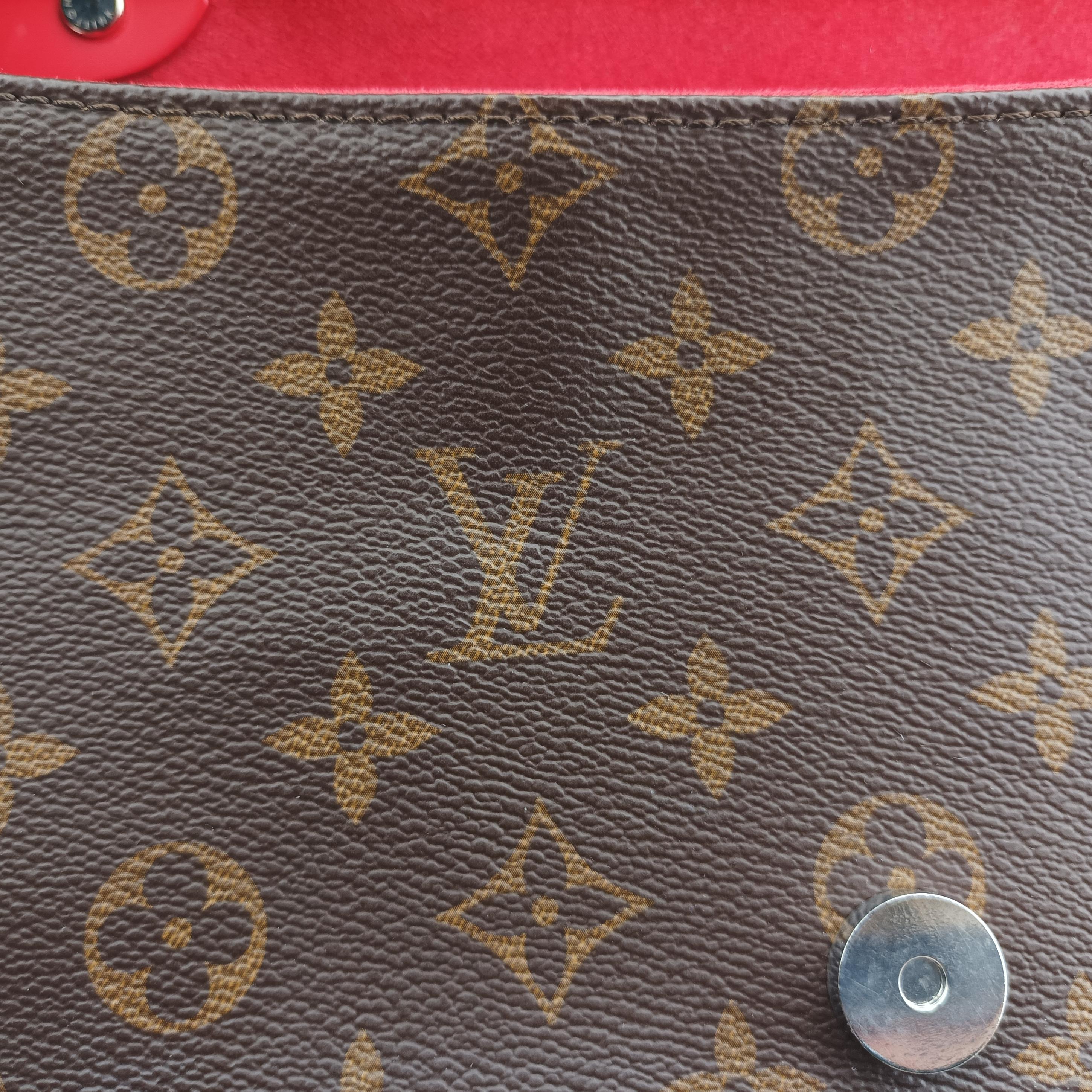 Secondhand Louis Vuitton SAINT MICHEL brown×COQUELICOT Monogram Canvas×calf leather M44031 shoulderbag | stylenewstar