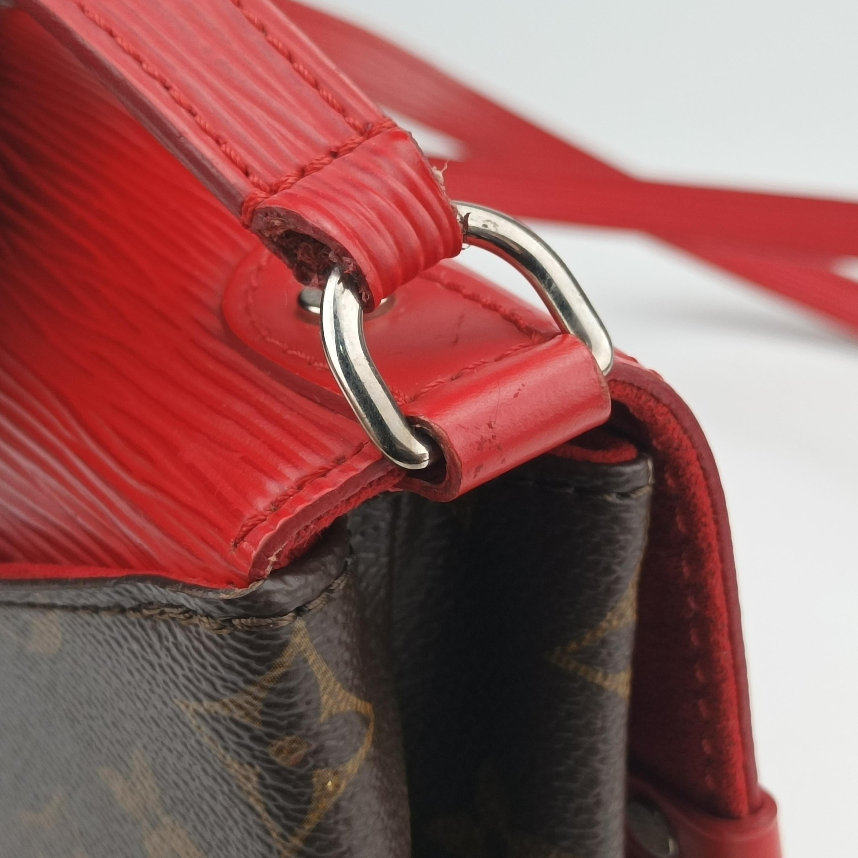 Secondhand Louis Vuitton SAINT MICHEL brown×COQUELICOT Monogram Canvas×calf leather M44031 shoulderbag | stylenewstar