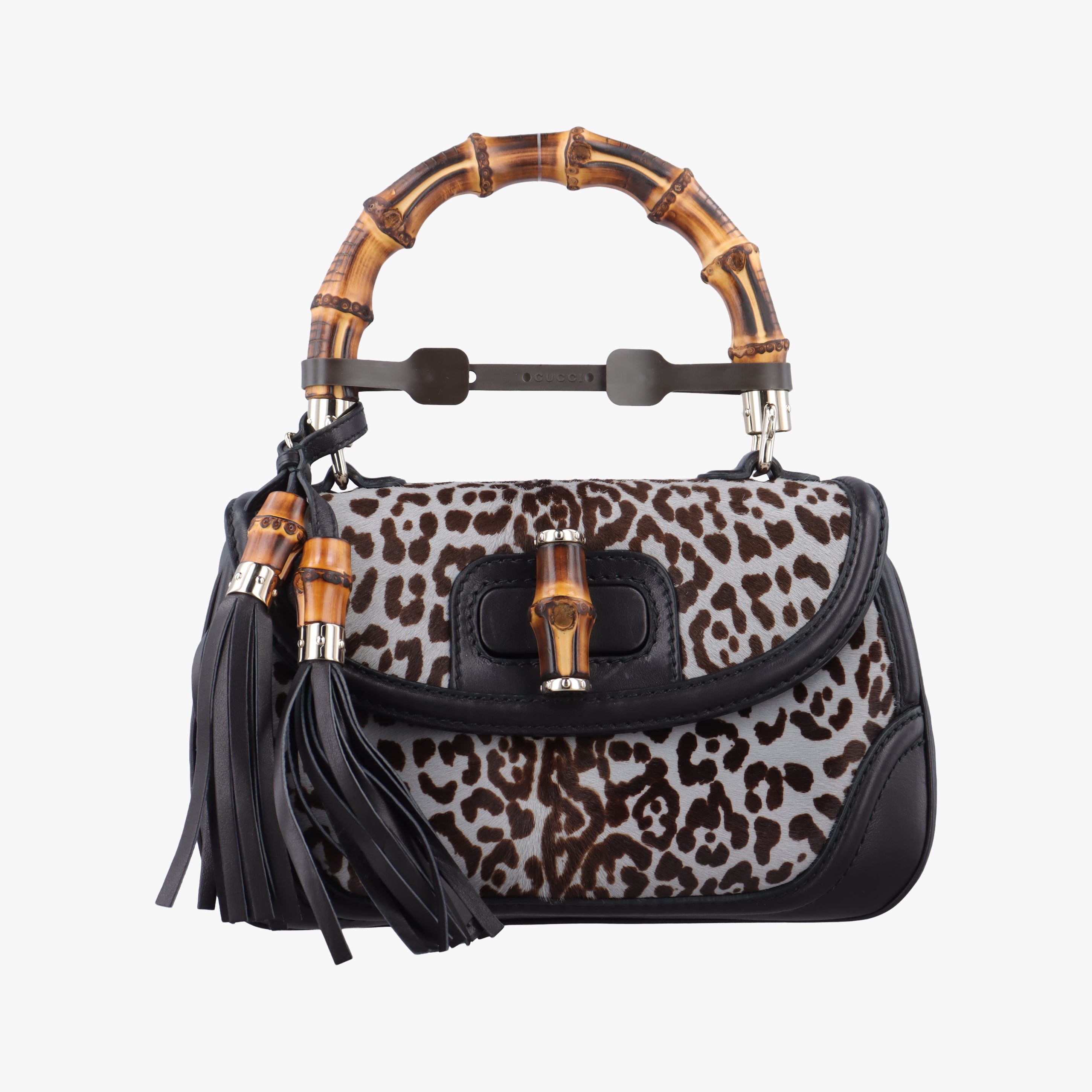 Vintage Gucci New Bamboo Black×Multicolour ponyhair×Leather 240242 shoulderbag | stylenewstar