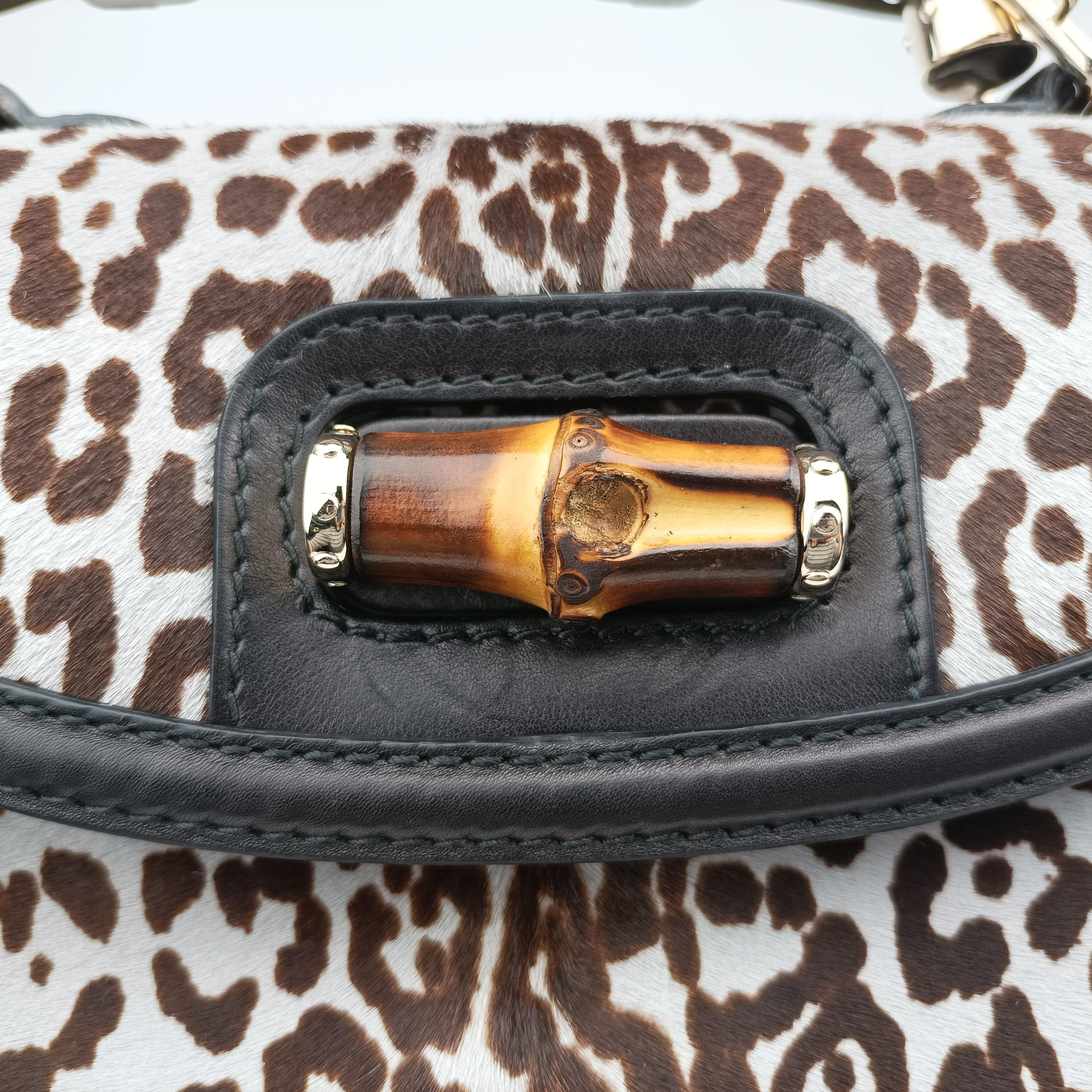 Vintage Gucci New Bamboo Black×Multicolour ponyhair×Leather 240242 shoulderbag | stylenewstar