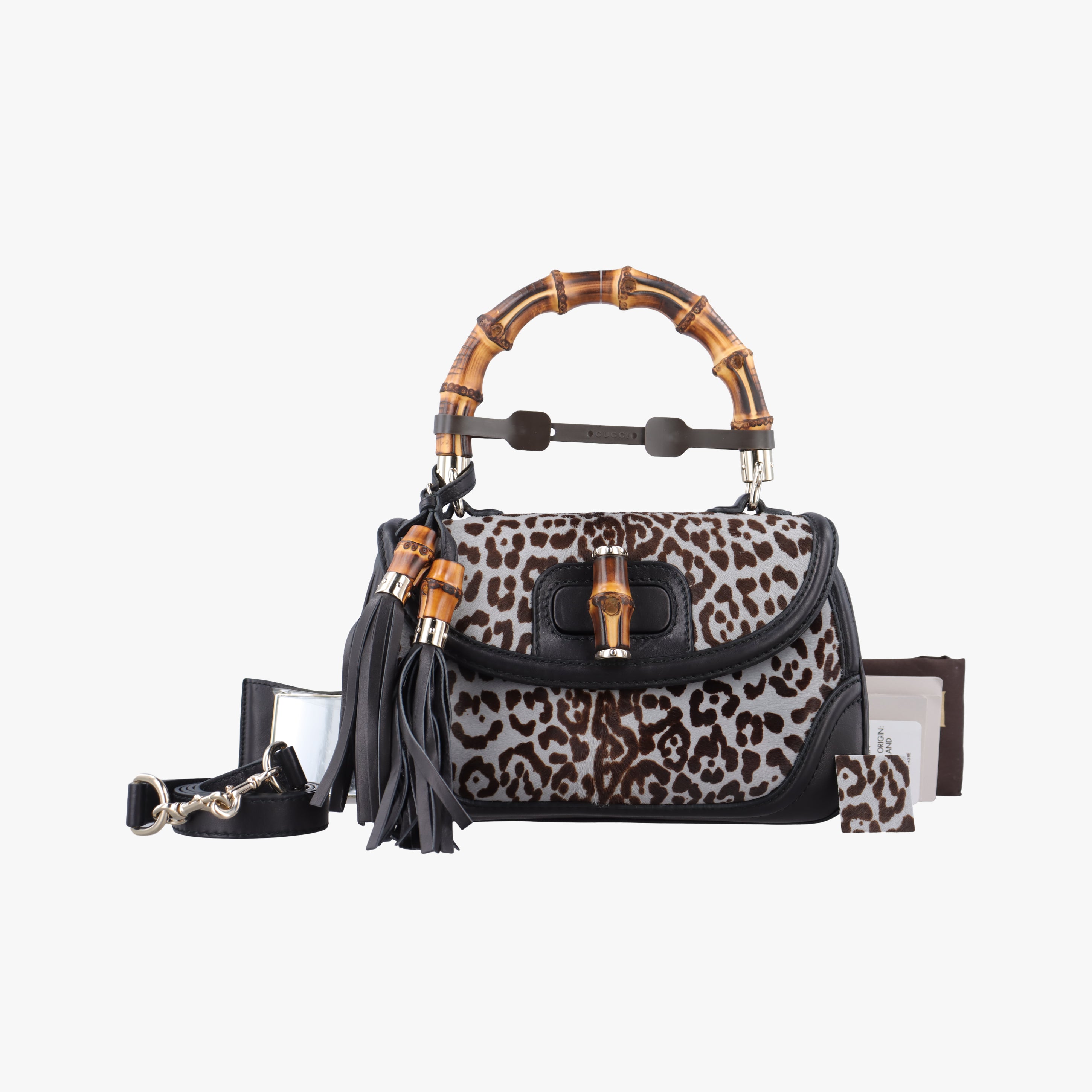 Vintage Gucci New Bamboo Black×Multicolour ponyhair×Leather 240242 shoulderbag | stylenewstar