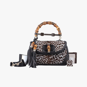 Vintage Gucci New Bamboo Black×Multicolour ponyhair×Leather 240242 shoulderbag | stylenewstar