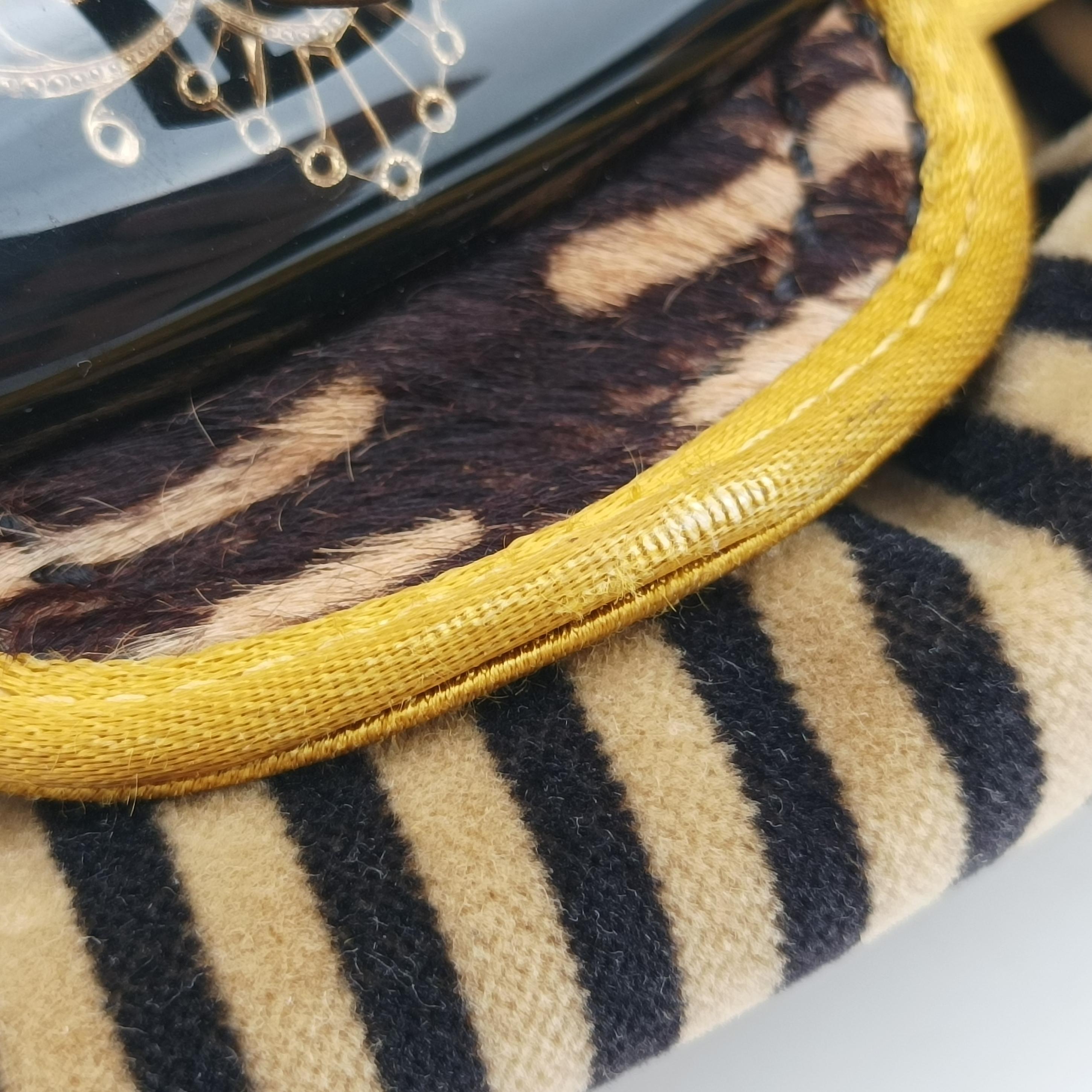 Pre-owned Fendi Stripe Calfhair and Velvet Multicolour Velvet × Fur 8BN165 handbag | stylenewstar