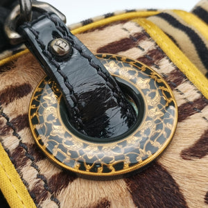 Pre-owned Fendi Stripe Calfhair and Velvet Multicolour Velvet × Fur 8BN165 handbag | stylenewstar