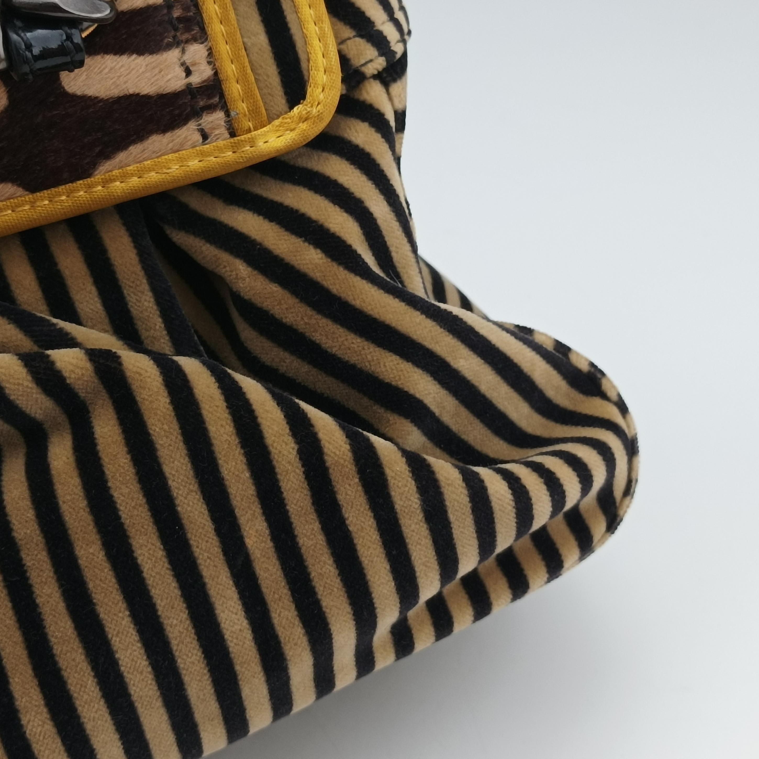 Pre-owned Fendi Stripe Calfhair and Velvet Multicolour Velvet × Fur 8BN165 handbag | stylenewstar