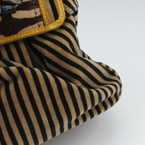 Pre-owned Fendi Stripe Calfhair and Velvet Multicolour Velvet × Fur 8BN165 handbag | stylenewstar
