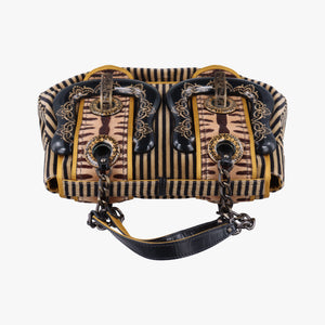 Pre-owned Fendi Stripe Calfhair and Velvet Multicolour Velvet × Fur 8BN165 handbag | stylenewstar