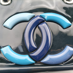 Pre-owned Chanel Paris-Venice Vinyl Lipstick Ligne Blue Patent Leather A47926 shoulderbag | stylenewstar