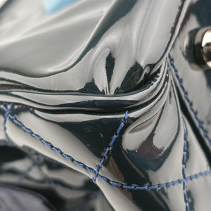 Pre-owned Chanel Paris-Venice Vinyl Lipstick Ligne Blue Patent Leather A47926 shoulderbag | stylenewstar