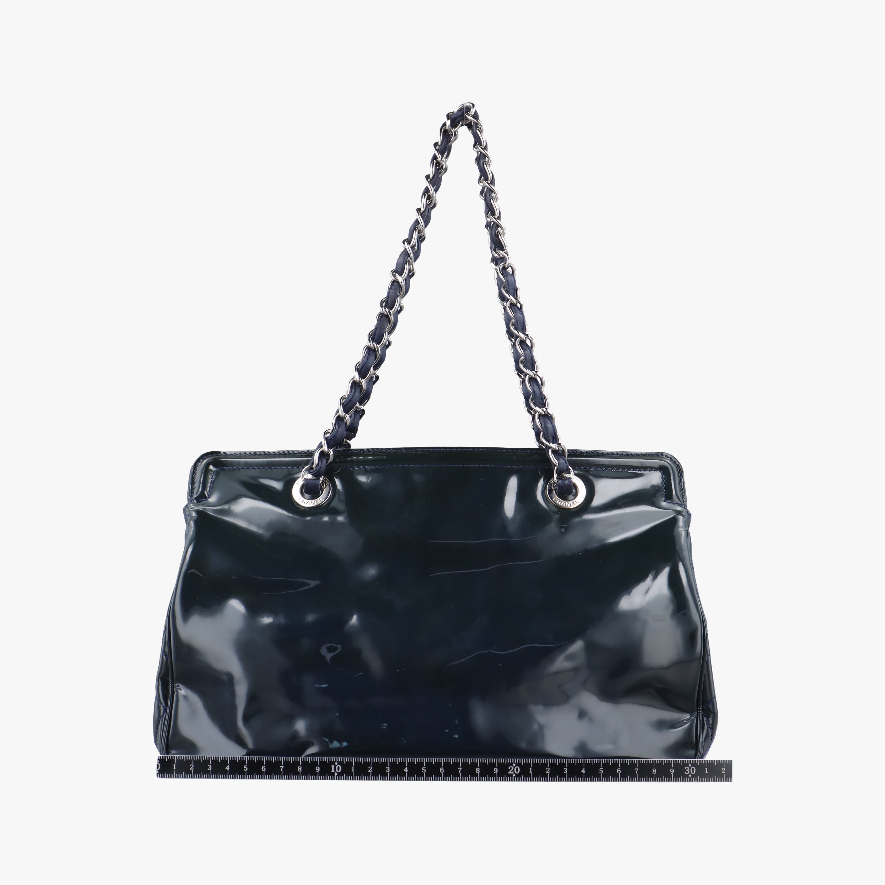 Pre-owned Chanel Paris-Venice Vinyl Lipstick Ligne Blue Patent Leather A47926 shoulderbag | stylenewstar