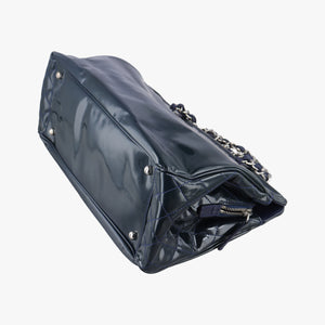 Pre-owned Chanel Paris-Venice Vinyl Lipstick Ligne Blue Patent Leather A47926 shoulderbag | stylenewstar