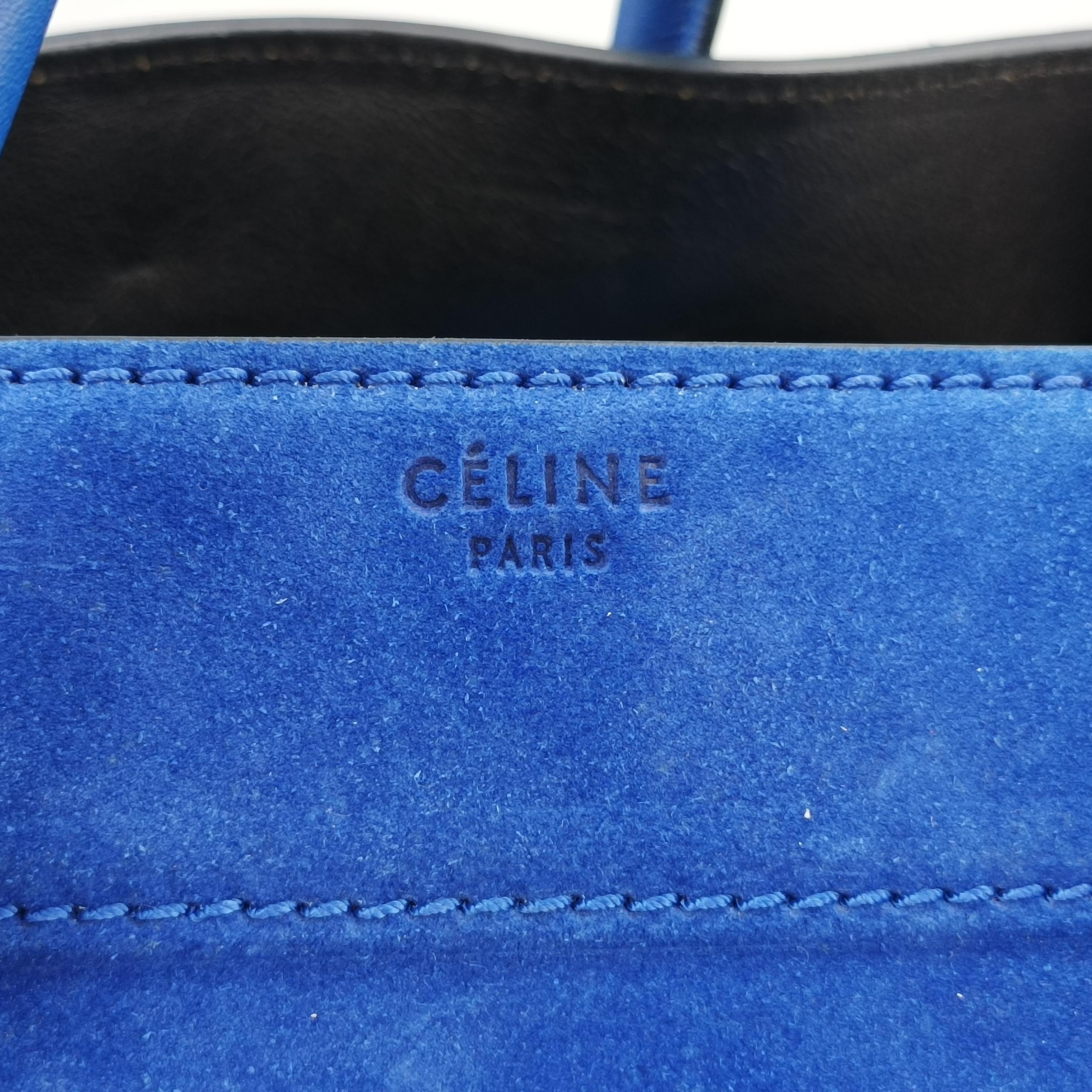 Pre-owned Celine Luggage Small Square Phantom Blue suede  handbag | stylenewstar