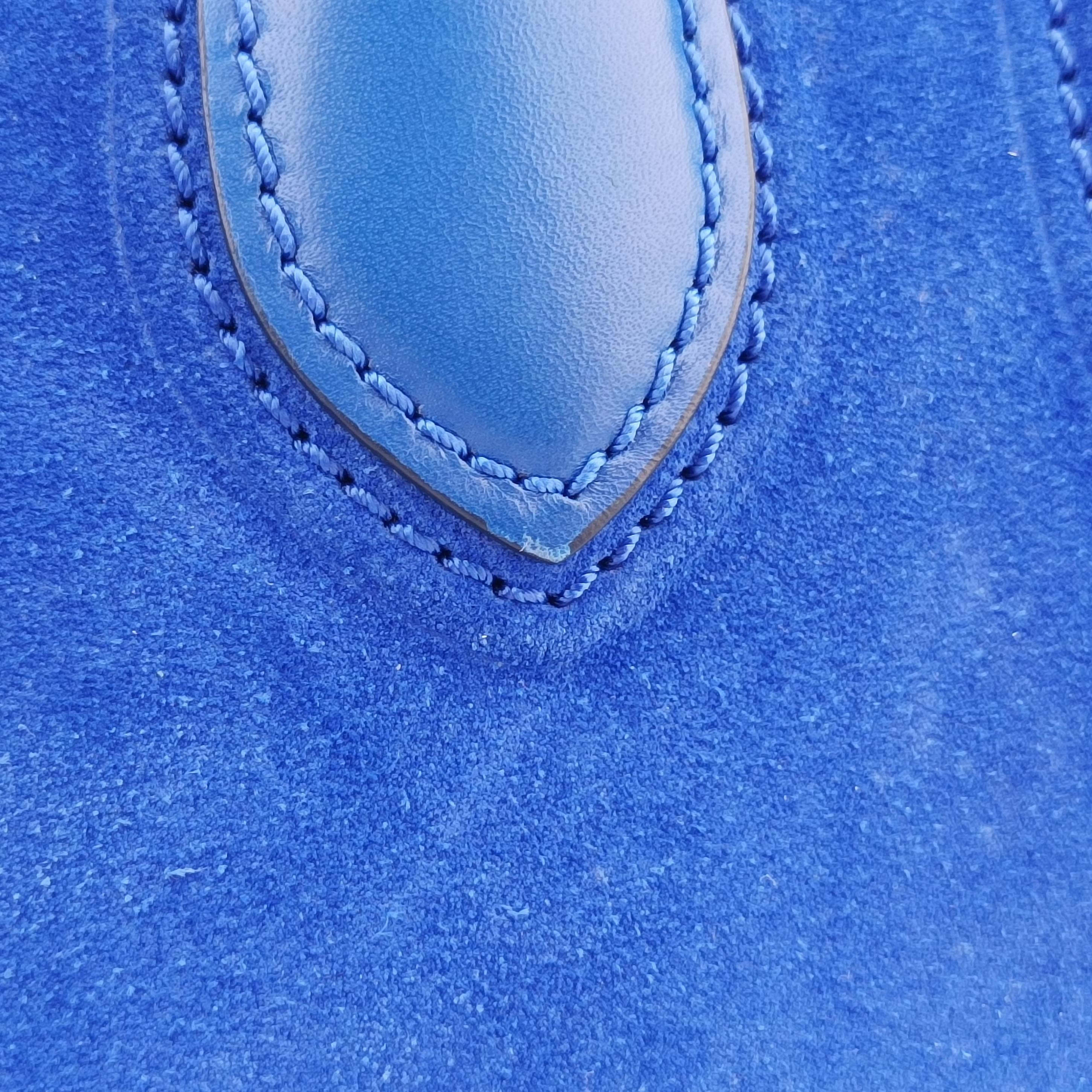 Pre-owned Celine Luggage Small Square Phantom Blue suede  handbag | stylenewstar