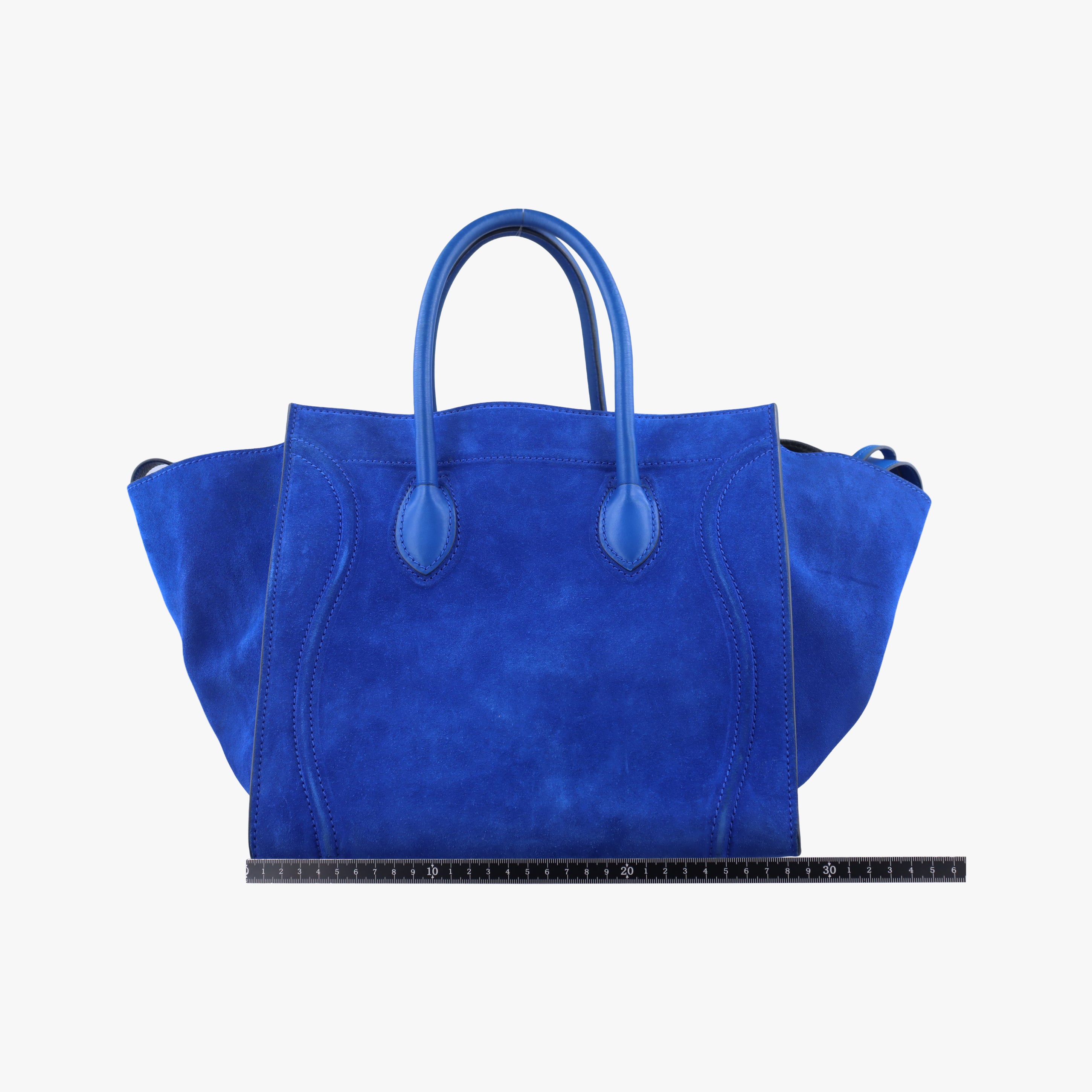 Pre-owned Celine Luggage Small Square Phantom Blue suede  handbag | stylenewstar