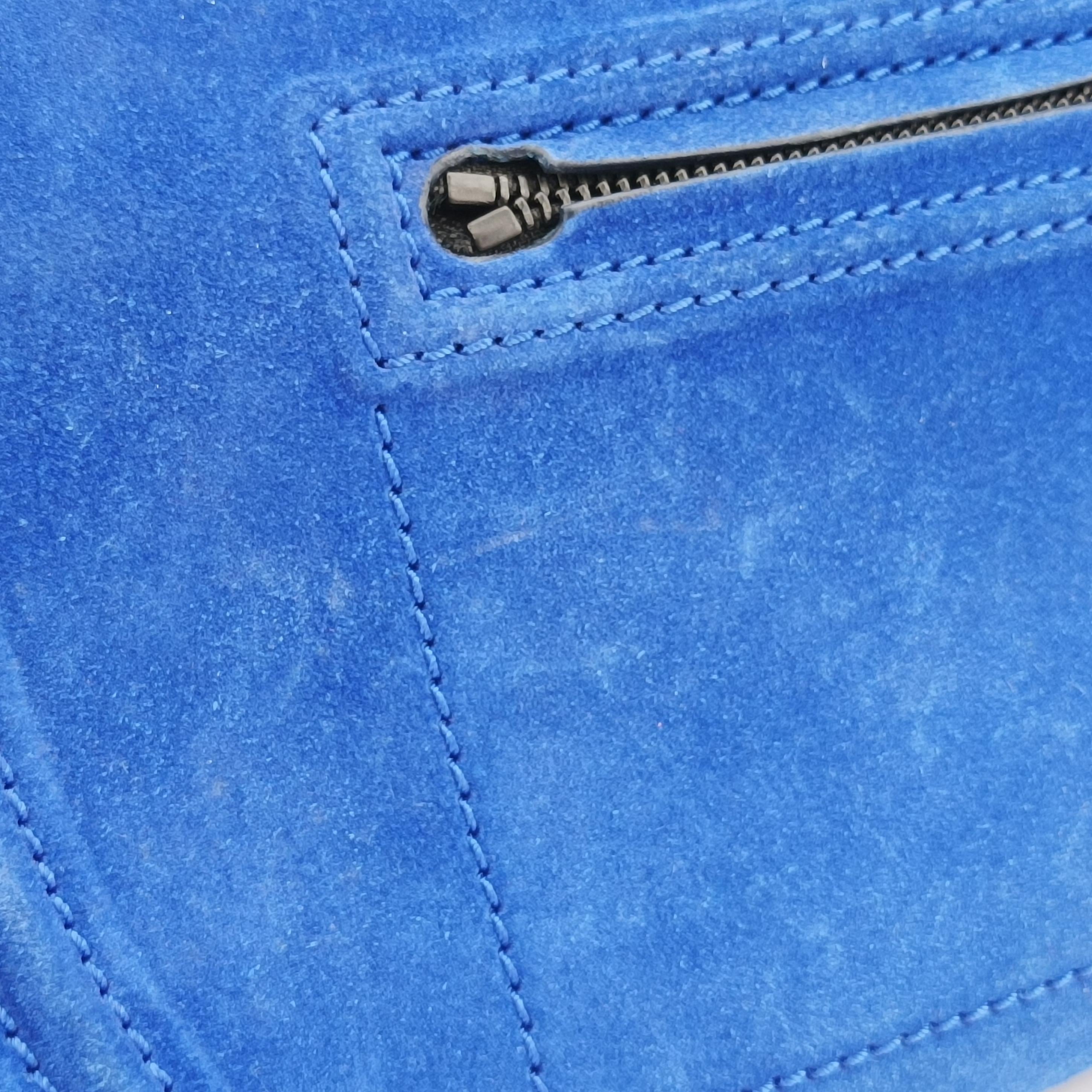 Pre-owned Celine Luggage Small Square Phantom Blue suede  handbag | stylenewstar