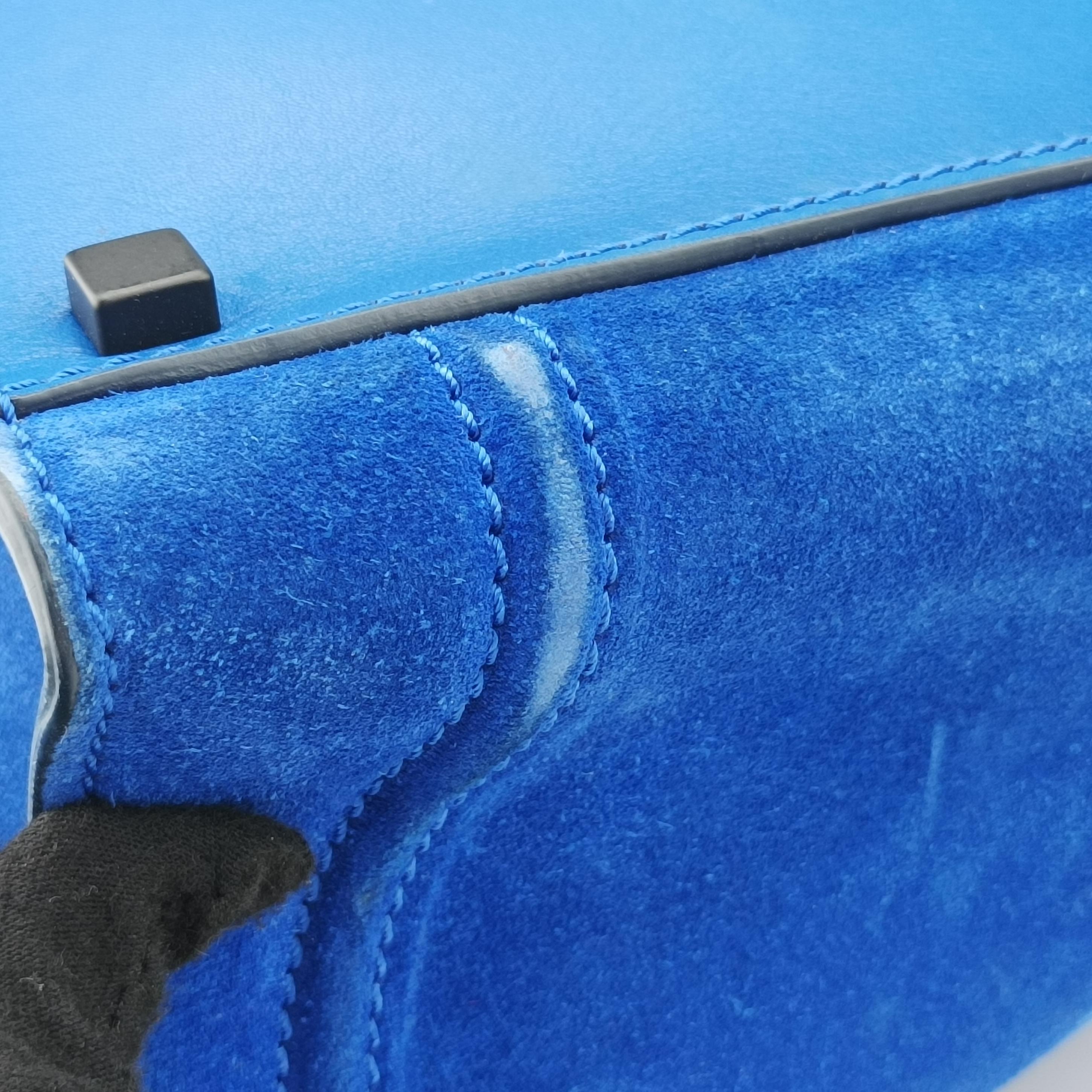 Pre-owned Celine Luggage Small Square Phantom Blue suede  handbag | stylenewstar