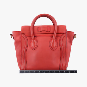 Pre-owned Celine luggage nano shopper Red leather  shoulderbag | stylenewstar