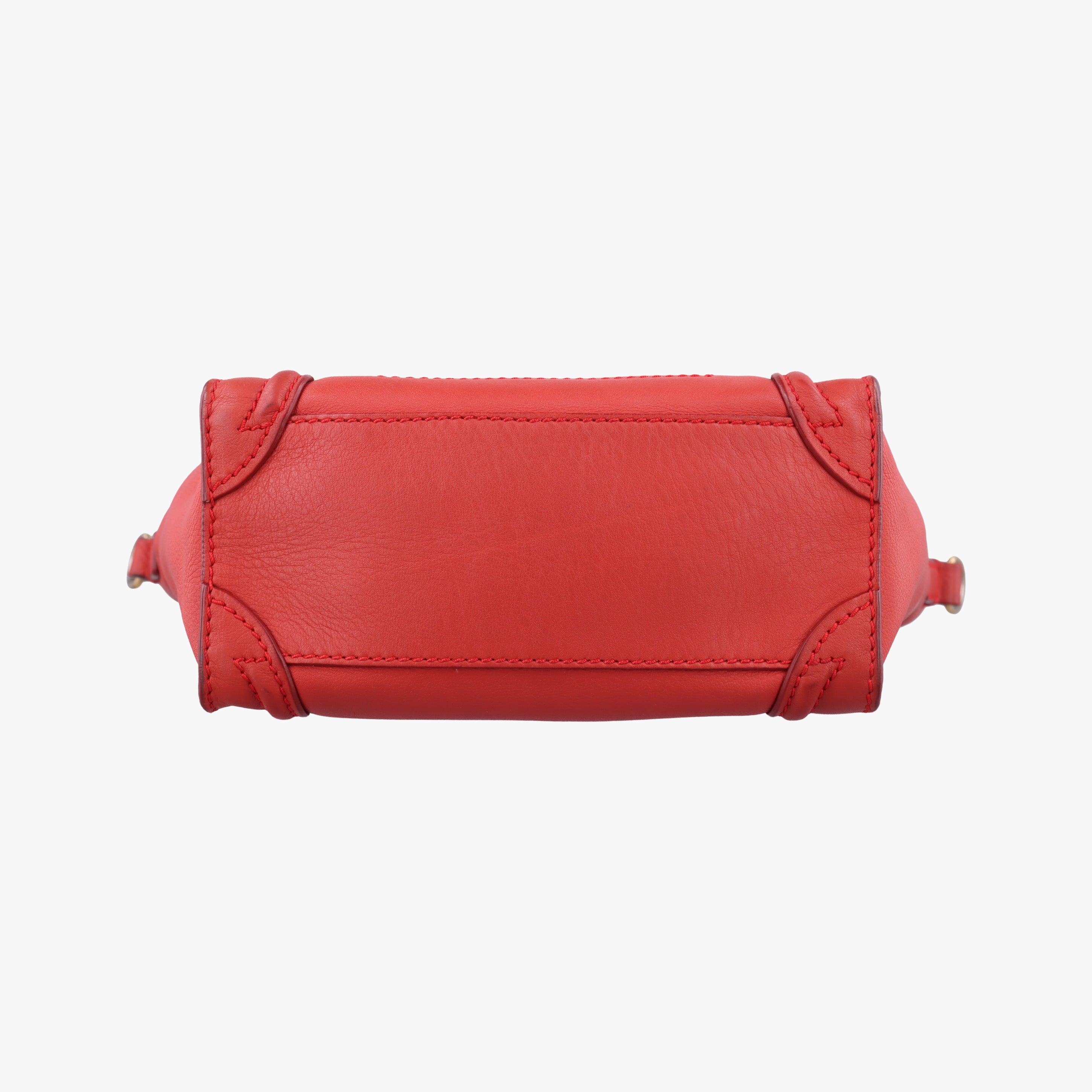Pre-owned Celine luggage nano shopper Red leather  shoulderbag | stylenewstar