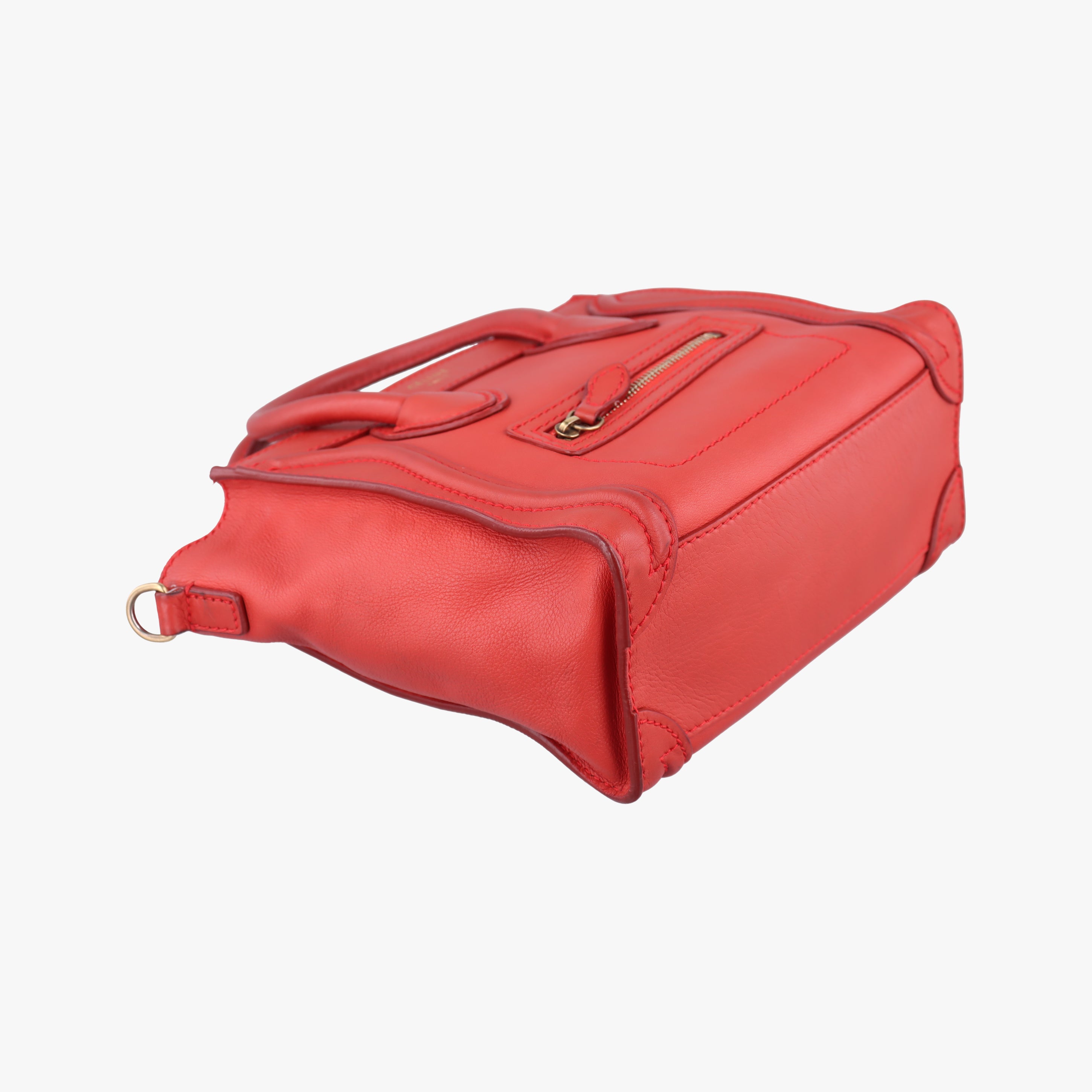 Pre-owned Celine luggage nano shopper Red leather  shoulderbag | stylenewstar