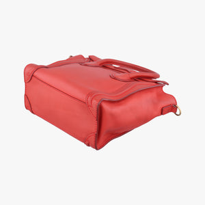 Pre-owned Celine luggage nano shopper Red leather  shoulderbag | stylenewstar