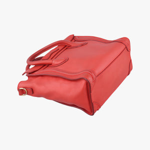 Pre-owned Celine luggage nano shopper Red leather  shoulderbag | stylenewstar