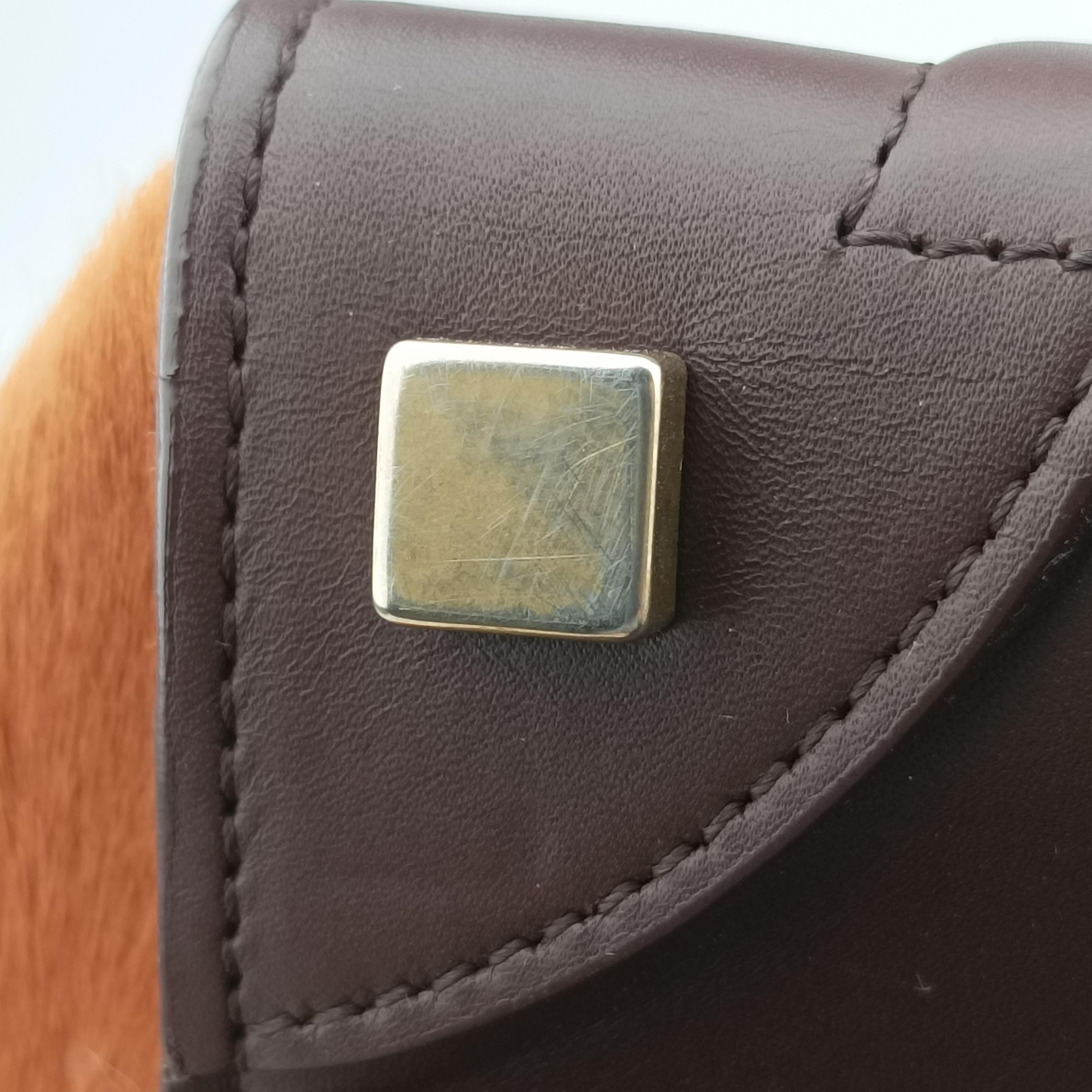 Pre-owned Celine Luggage Micro shopper Pink x Brown x Orange ponyhair  handbag | stylenewstar