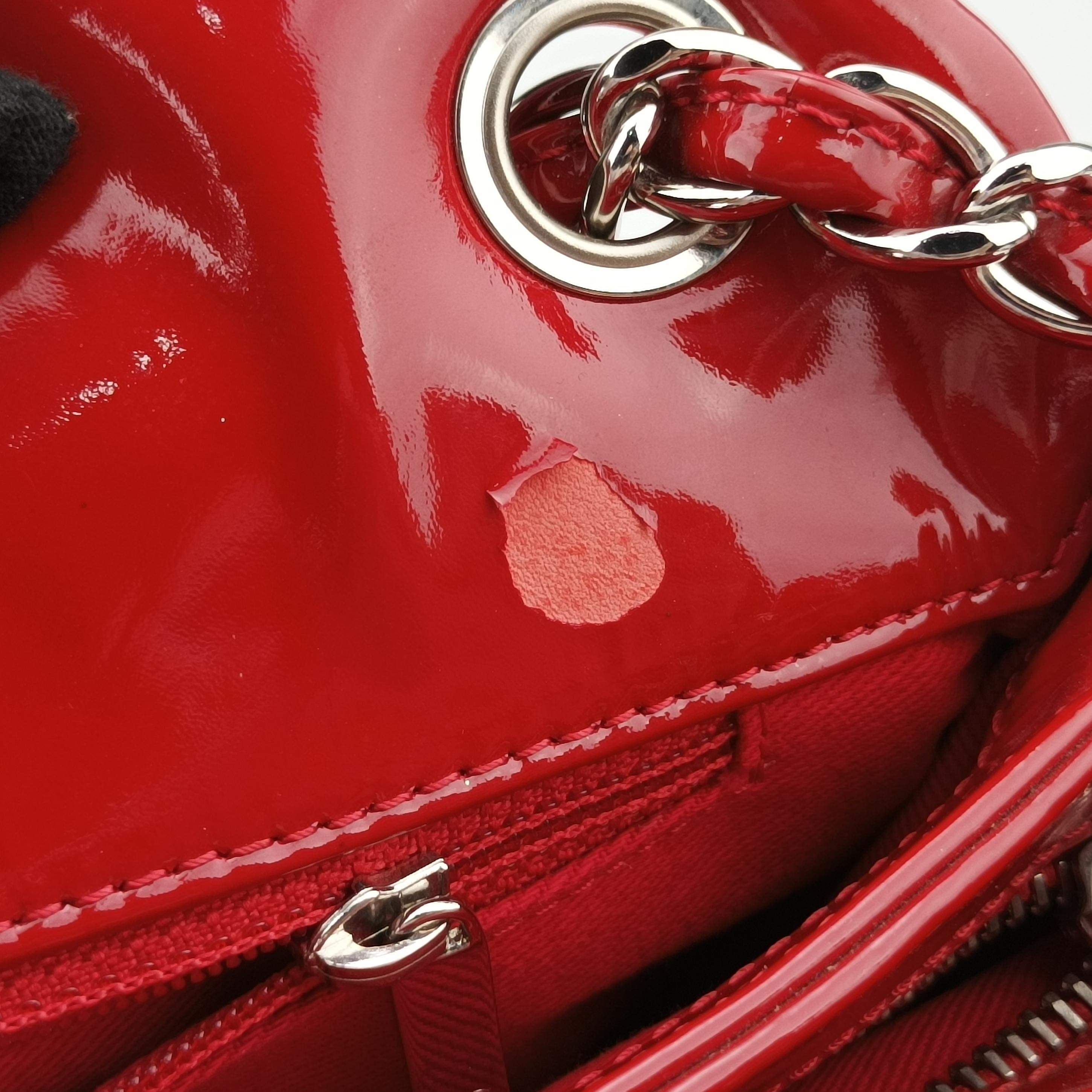 Pre-owned Chanel Mademoiselle Bowling Red Patent A50558 shoulderbag | stylenewstar