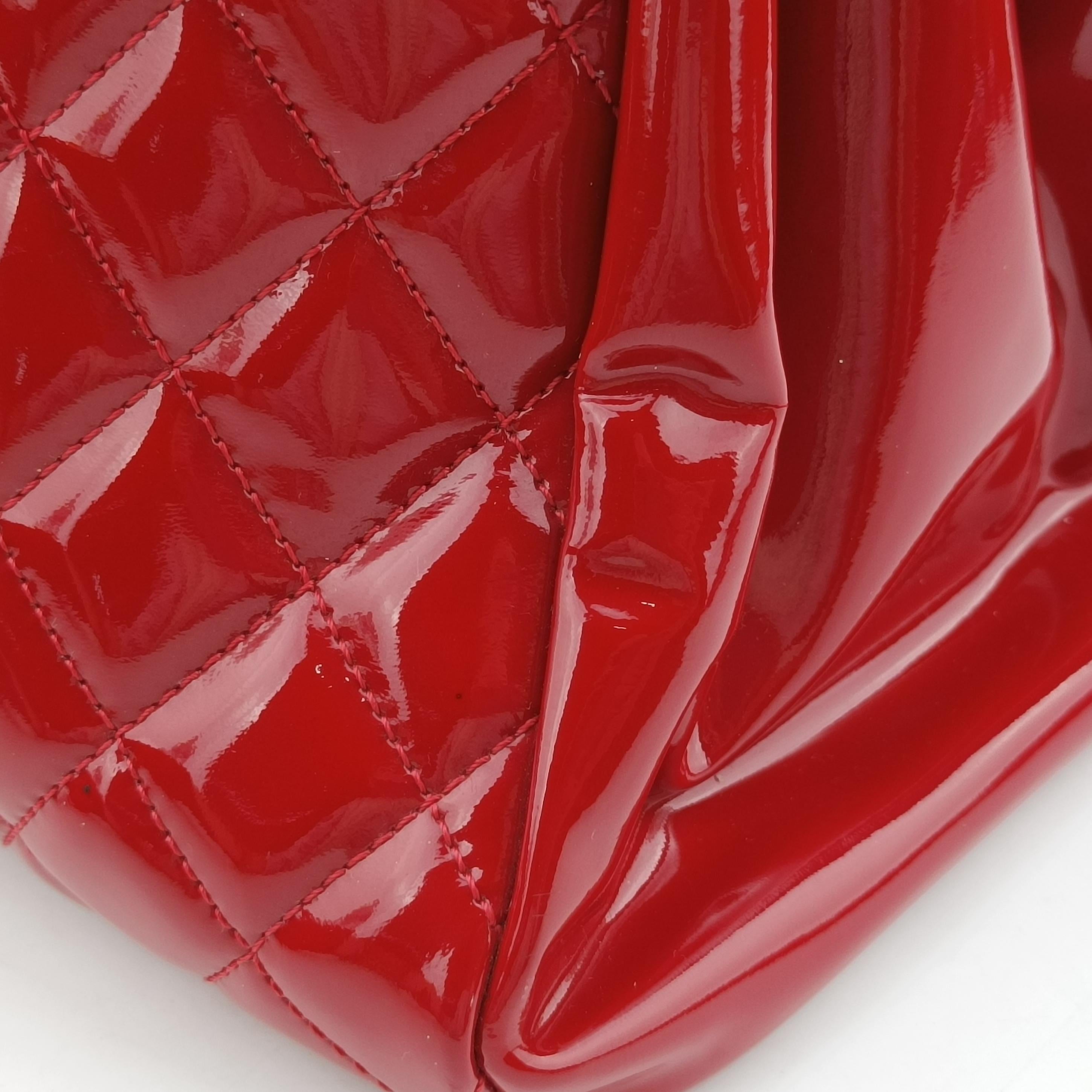 Pre-owned Chanel Mademoiselle Bowling Red Patent A50558 shoulderbag | stylenewstar