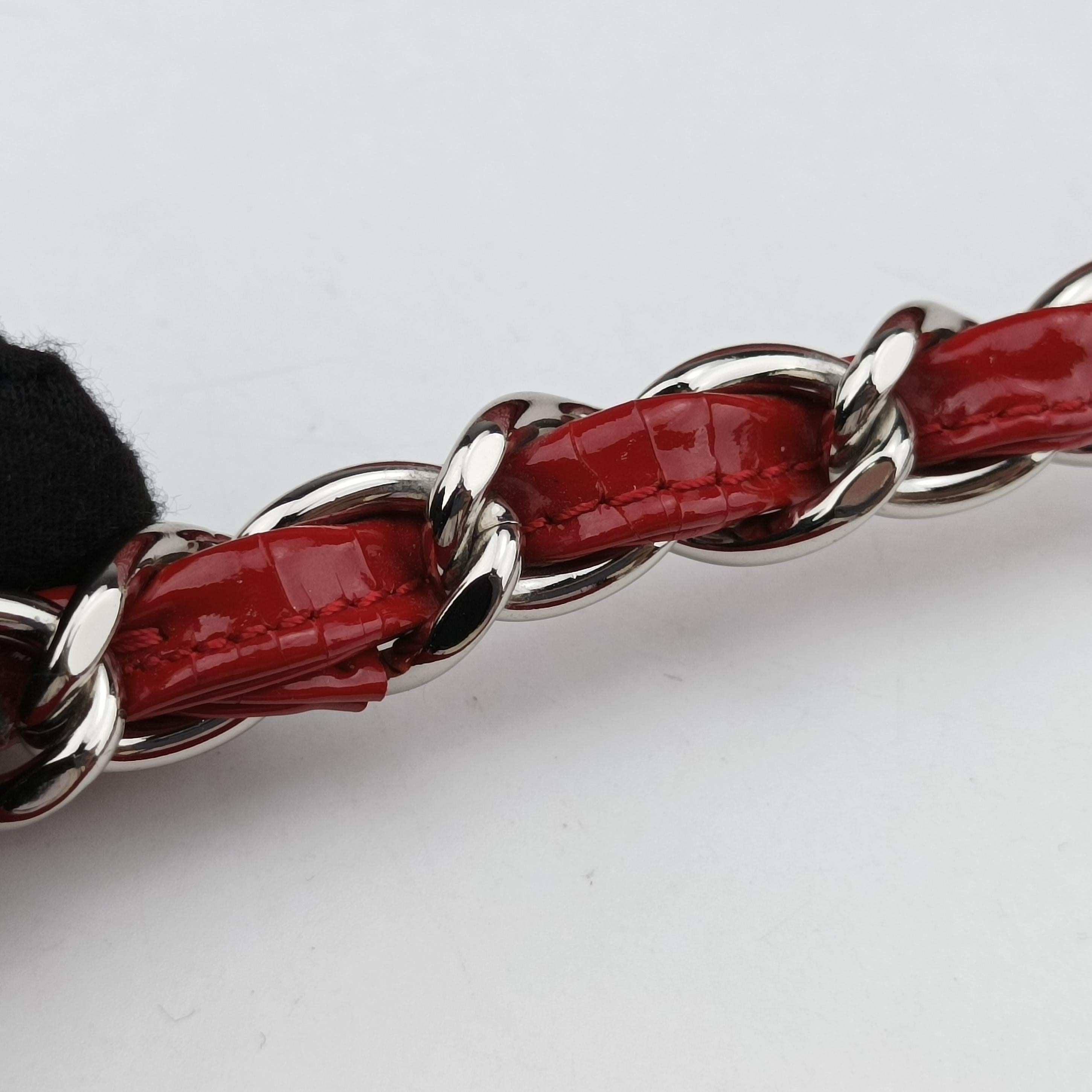 Pre-owned Chanel Mademoiselle Bowling Red Patent A50558 shoulderbag | stylenewstar