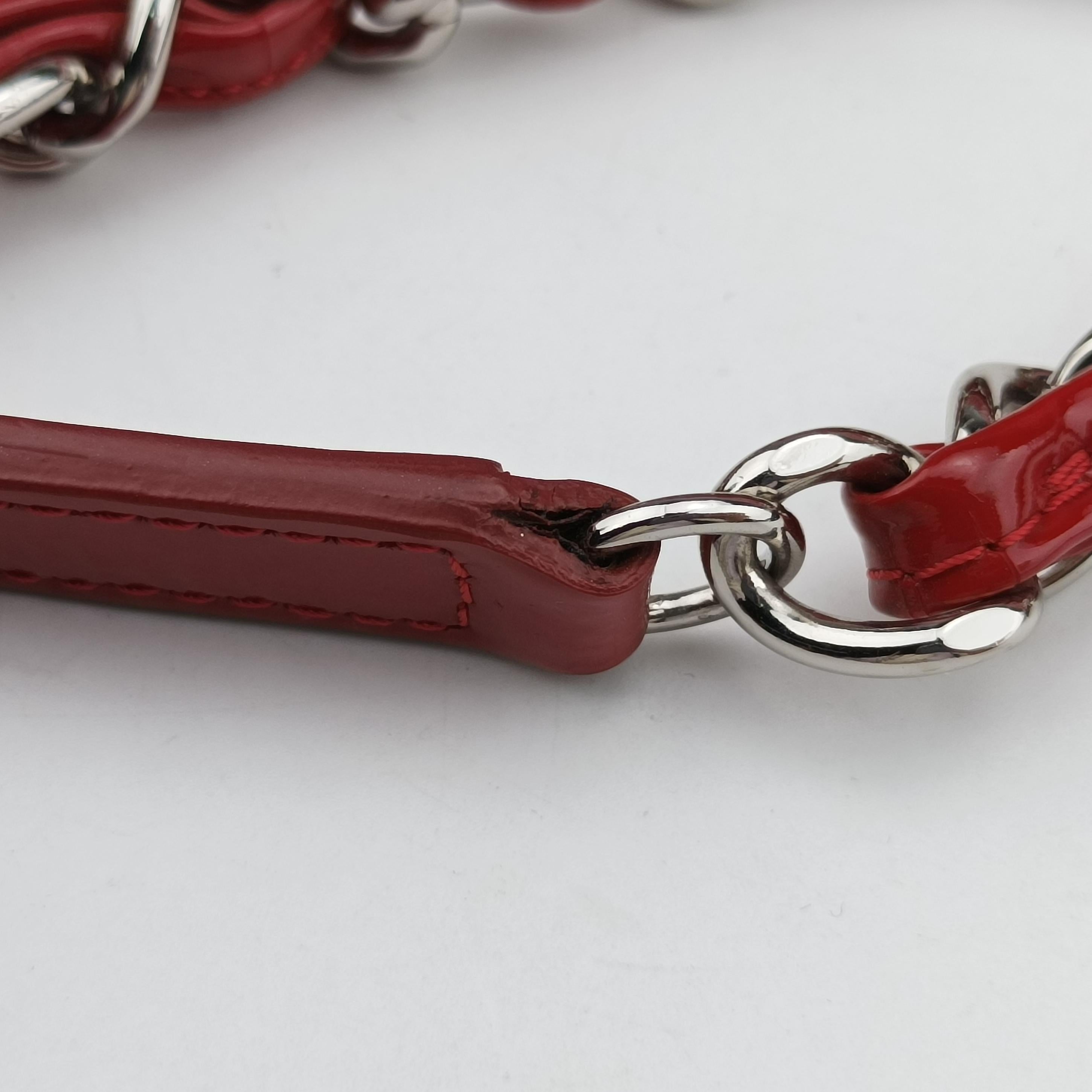 Pre-owned Chanel Mademoiselle Bowling Red Patent A50558 shoulderbag | stylenewstar