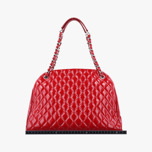 Pre-owned Chanel Mademoiselle Bowling Red Patent A50558 shoulderbag | stylenewstar