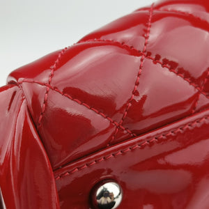 Pre-owned Chanel Mademoiselle Bowling Red Patent A50558 shoulderbag | stylenewstar