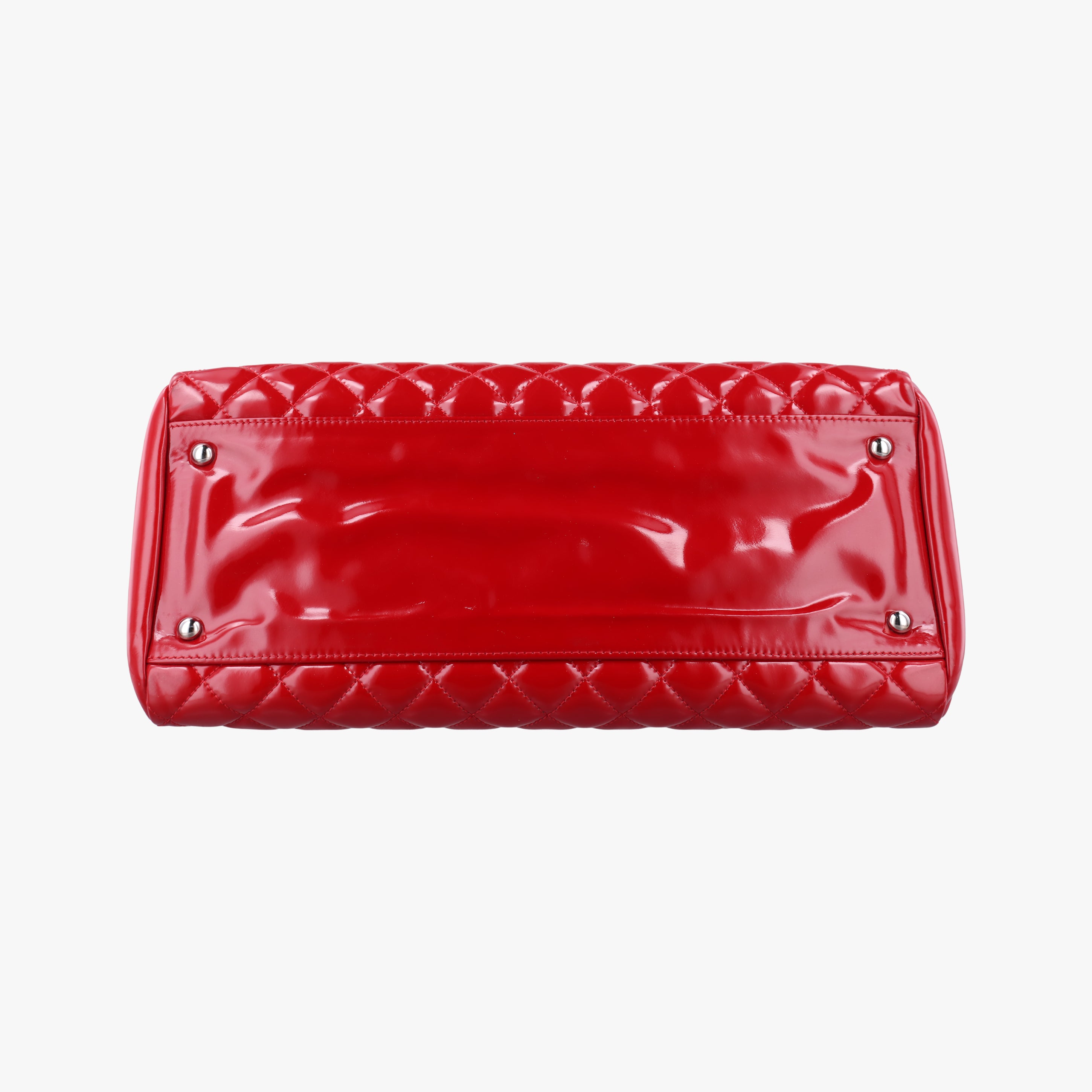 Pre-owned Chanel Mademoiselle Bowling Red Patent A50558 shoulderbag | stylenewstar