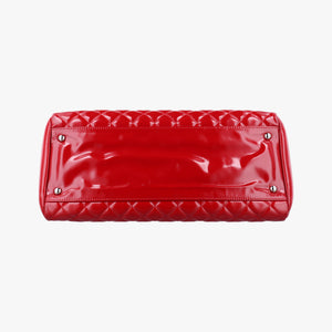 Pre-owned Chanel Mademoiselle Bowling Red Patent A50558 shoulderbag | stylenewstar