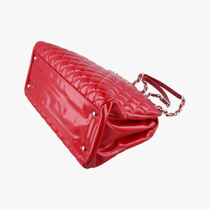 Pre-owned Chanel Mademoiselle Bowling Red Patent A50558 shoulderbag | stylenewstar