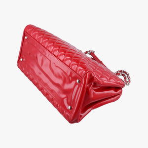 Pre-owned Chanel Mademoiselle Bowling Red Patent A50558 shoulderbag | stylenewstar