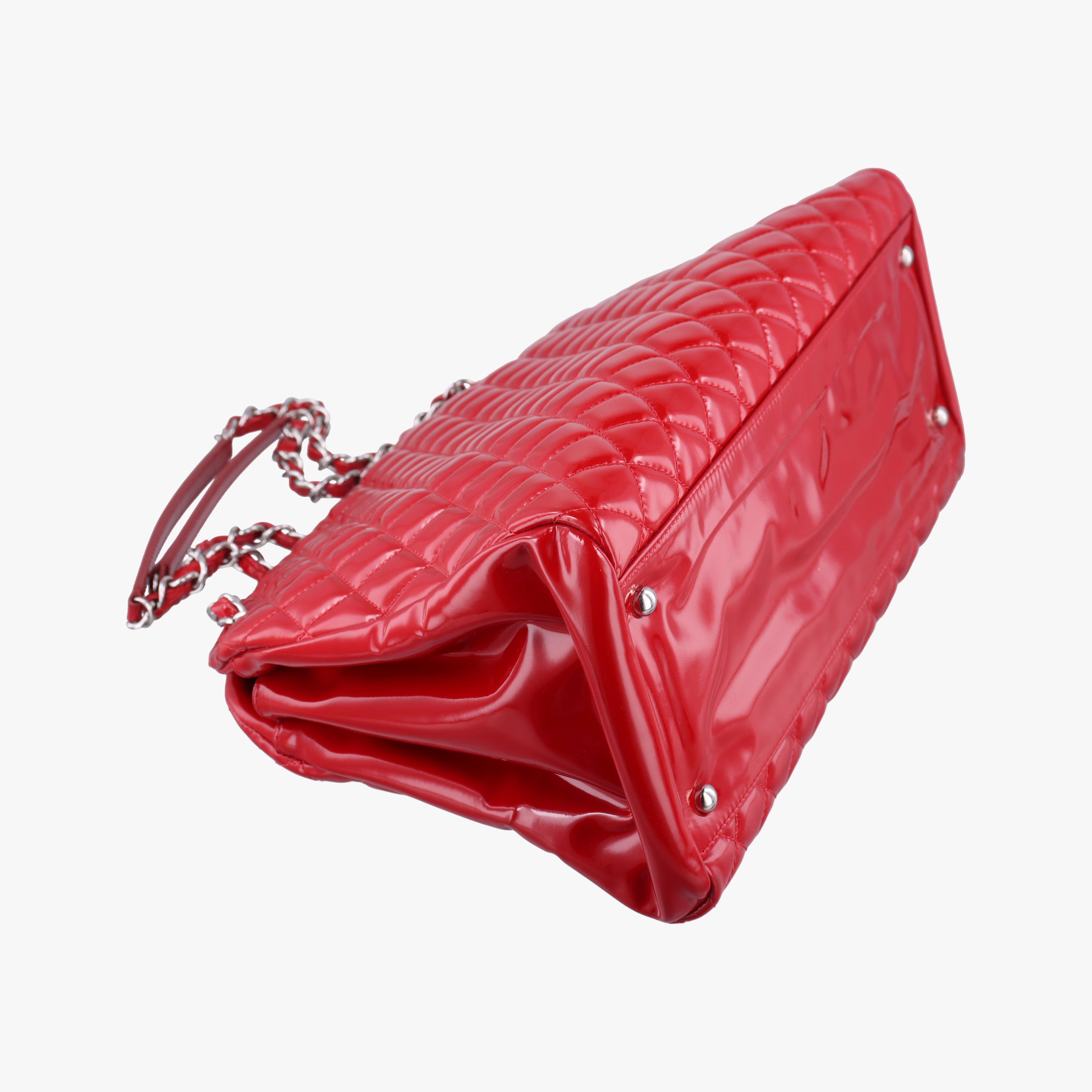 Pre-owned Chanel Mademoiselle Bowling Red Patent A50558 shoulderbag | stylenewstar