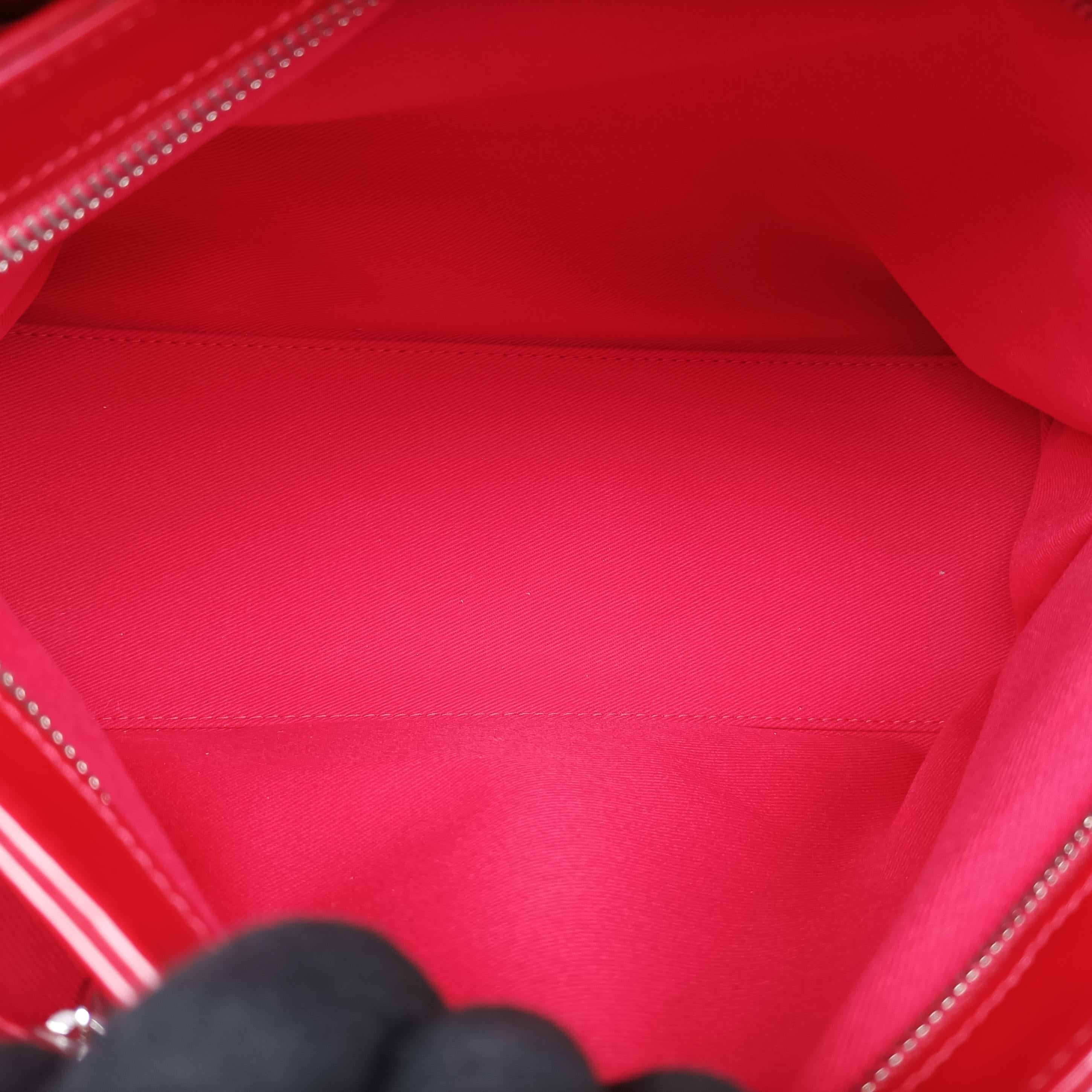 Pre-owned Chanel Mademoiselle Bowling Red Patent A50558 shoulderbag | stylenewstar