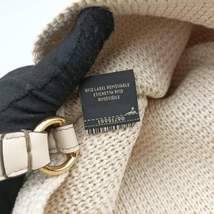 Pre-owned Fendi Croissant Crochet White Fabric × leather 8BR790 shoulderbag | stylenewstar