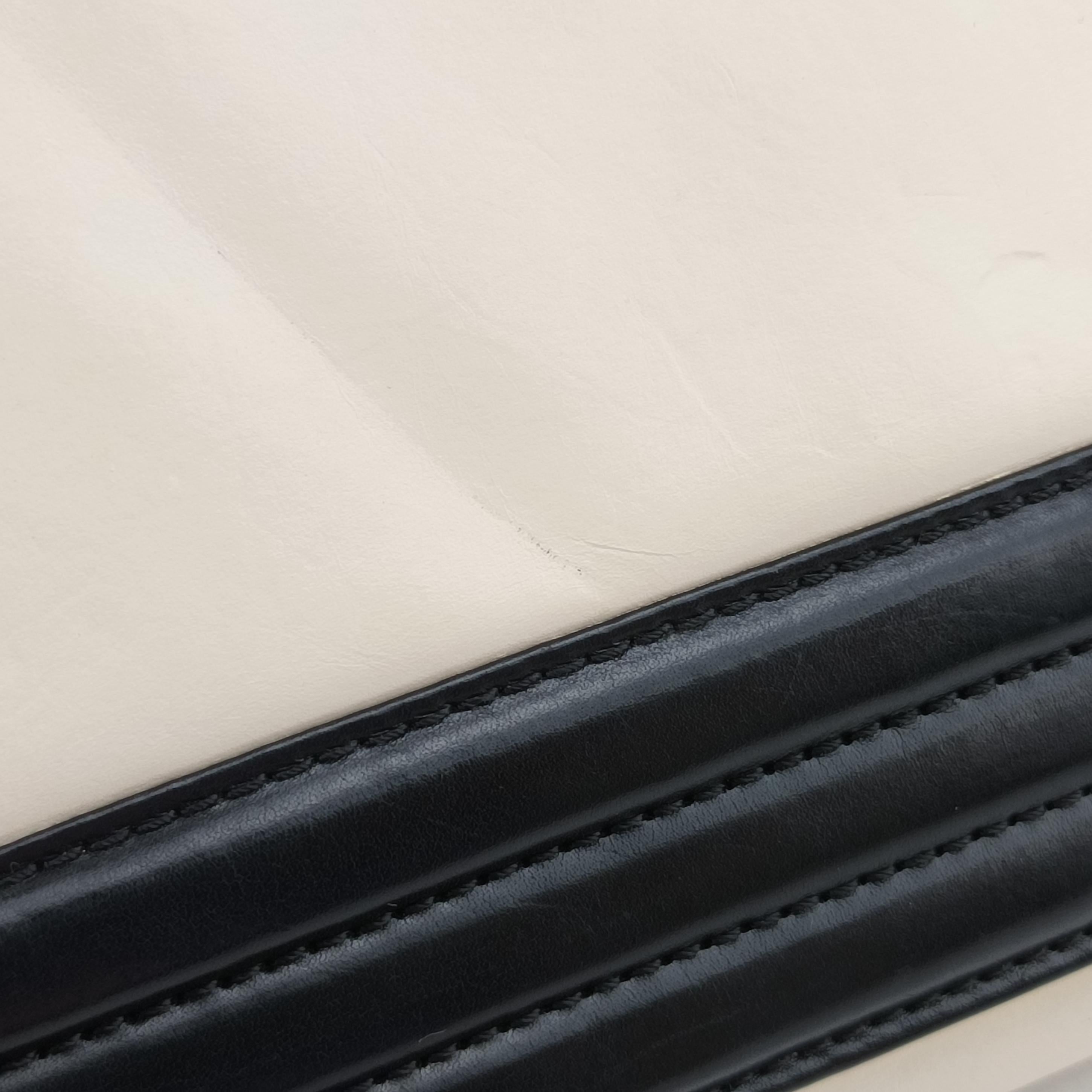 Secondhand Chanel BOY CHANEL Black×white Leather A66713 shoulderbag | stylenewstar