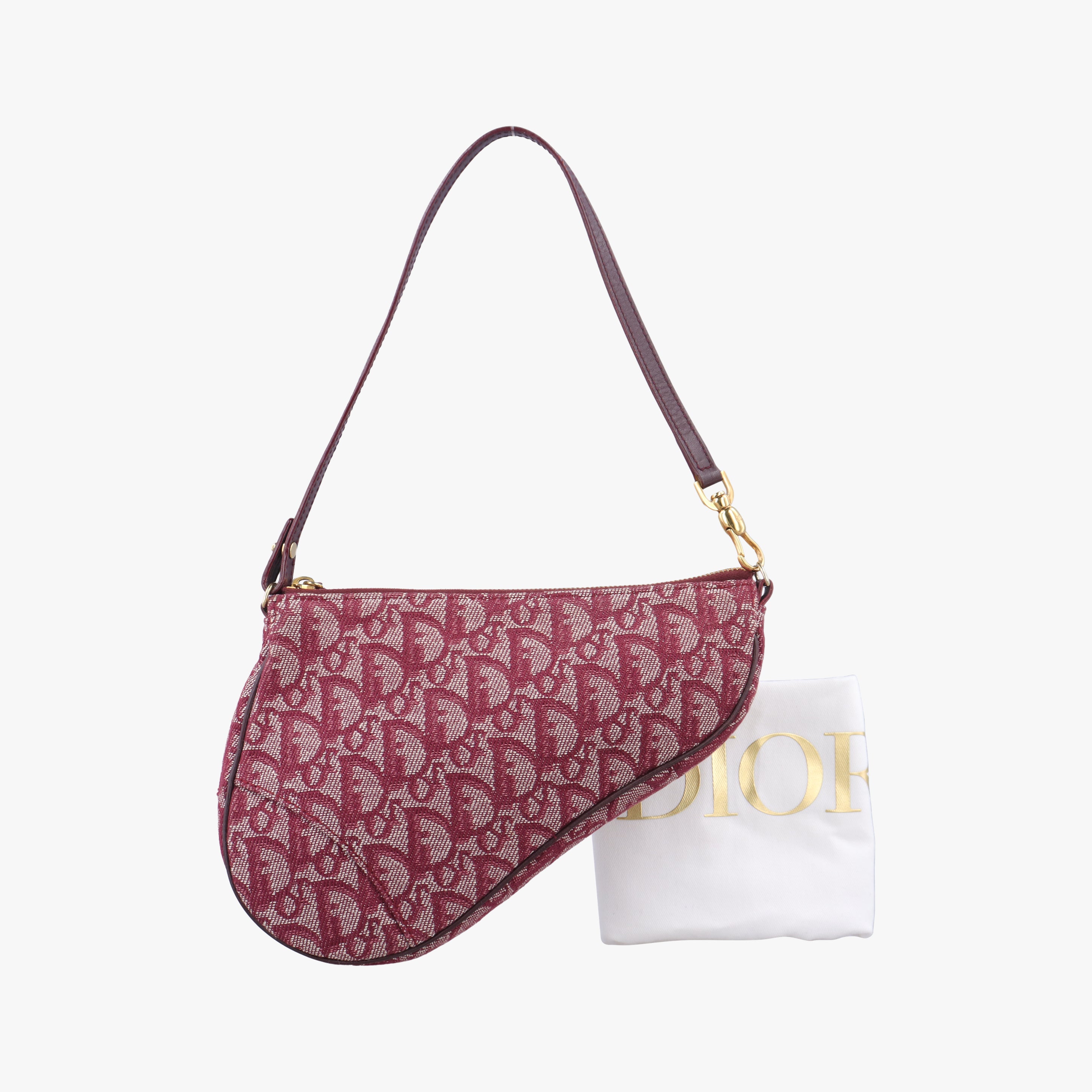 Pre-owned Christian Dior Saddle Red×beige Jacquard  handbag | stylenewstar